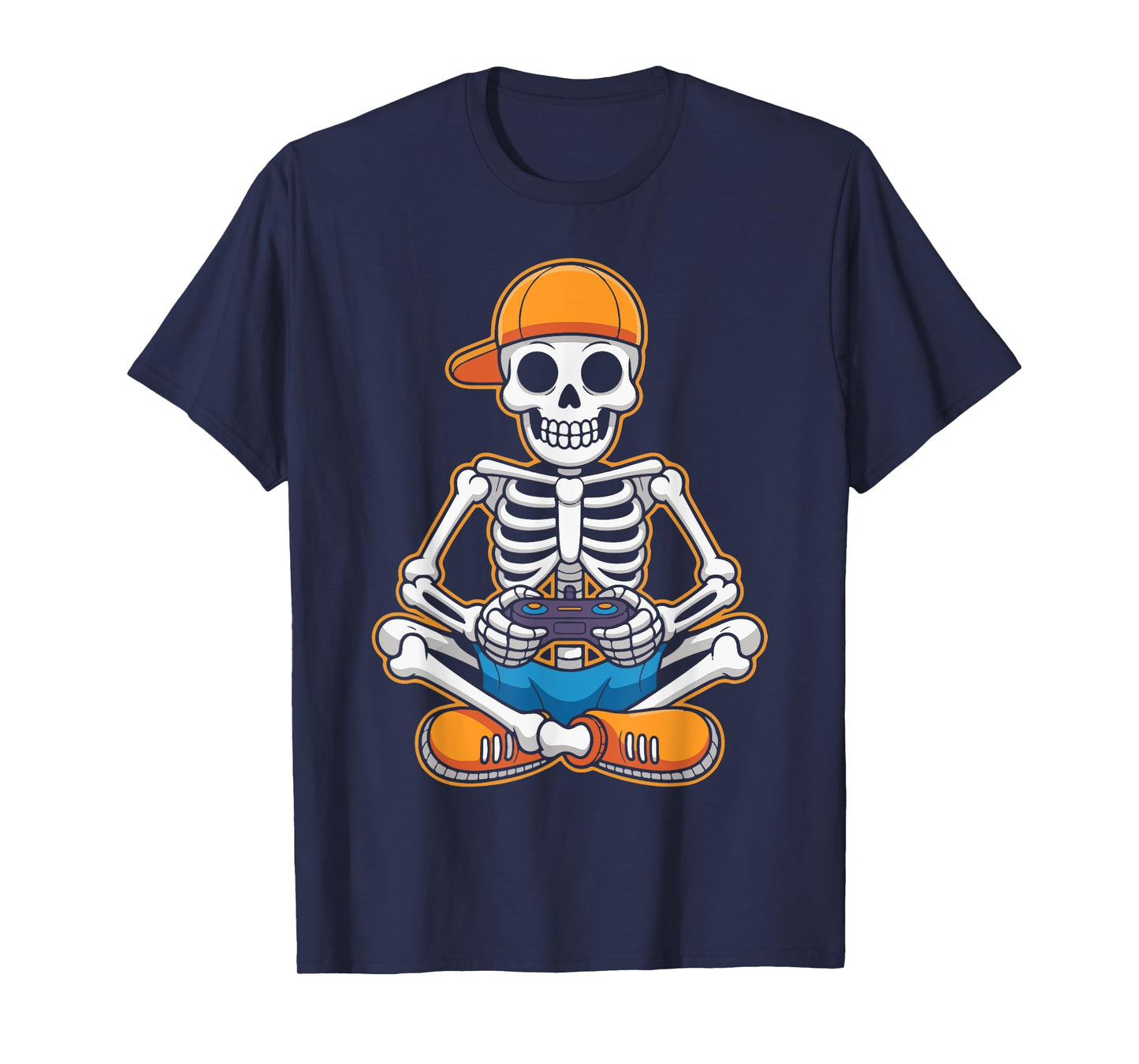 Retro Skeleton Gamer Funny Halloween Boys Men Video Gaming T-Shirt