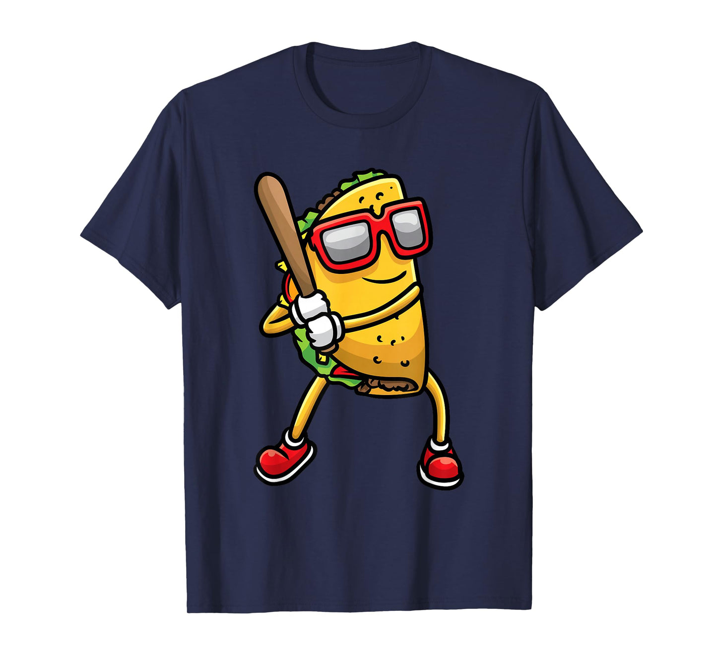 Taco Playing Baseball Mexican Cinco De Mayo Kids Men T-Shirt
