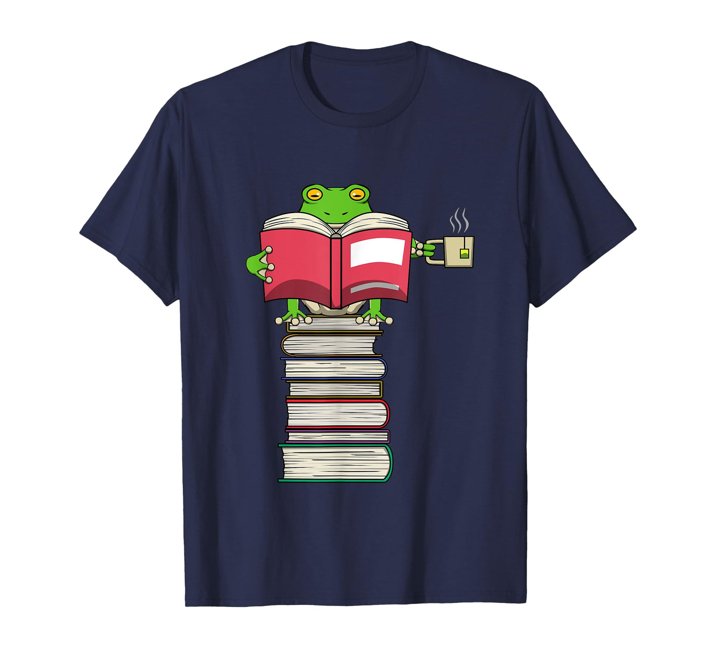 Funny Frog Reading Books and Drinking Tea T-Shirt