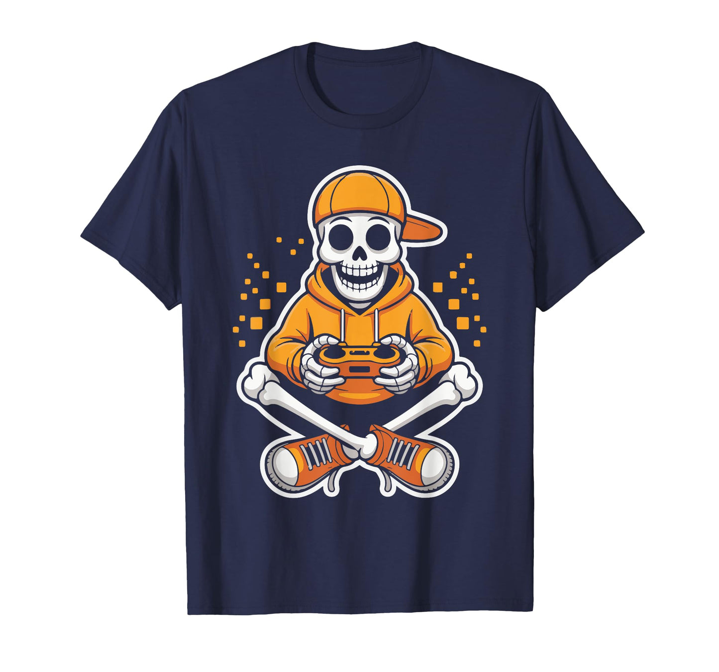 Spooky Skeleton Gamer Funny Halloween Boys Men Gaming Style T-Shirt