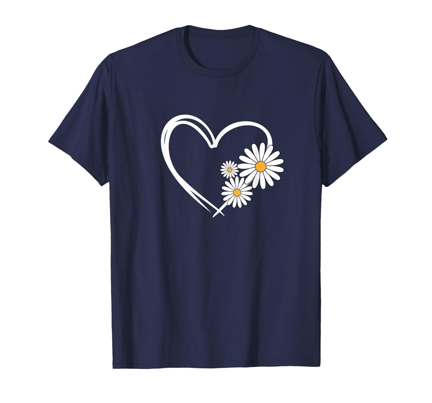 Heart With Daisy Flowers, Daisies With Heart Outline T-Shirt