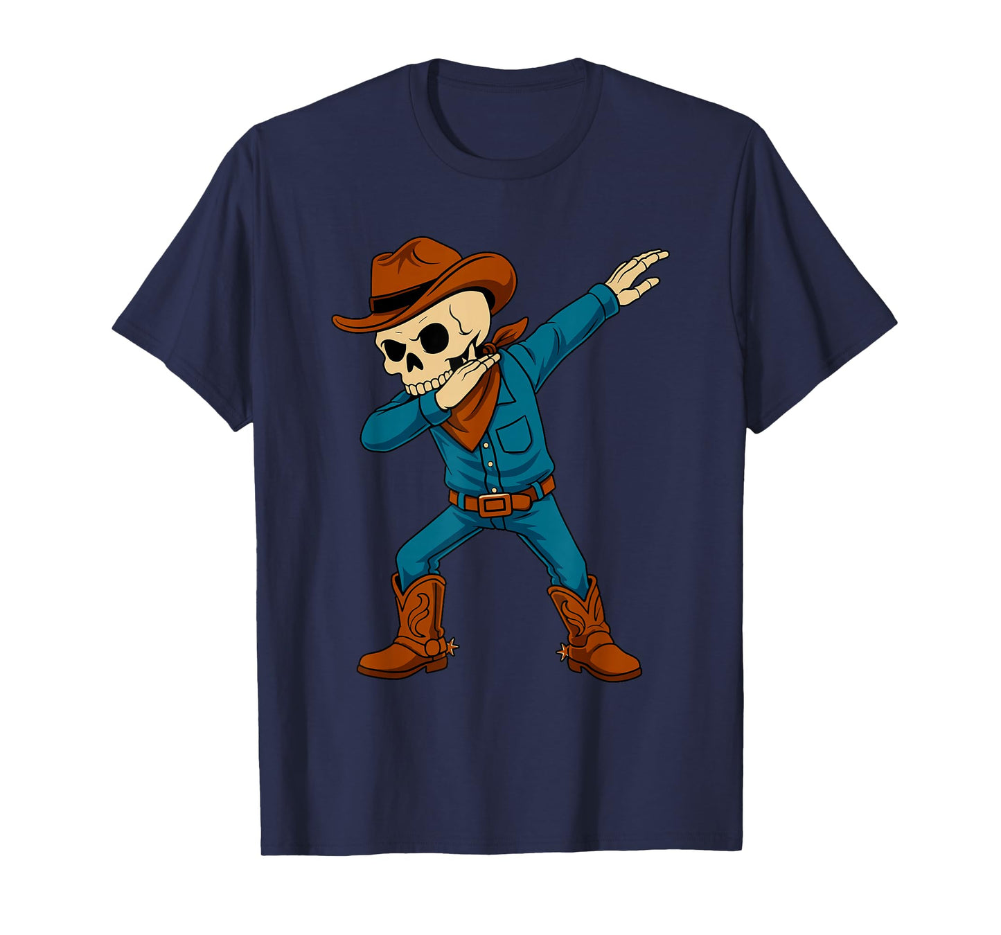 Dabbing Skeleton Cowboy Cool Western Costume Funny Halloween T-Shirt