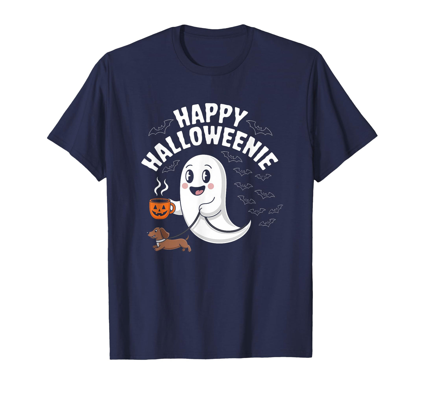 Ghost Dachshund Halloween Spooky Season Weenie Dog Vintage T-Shirt