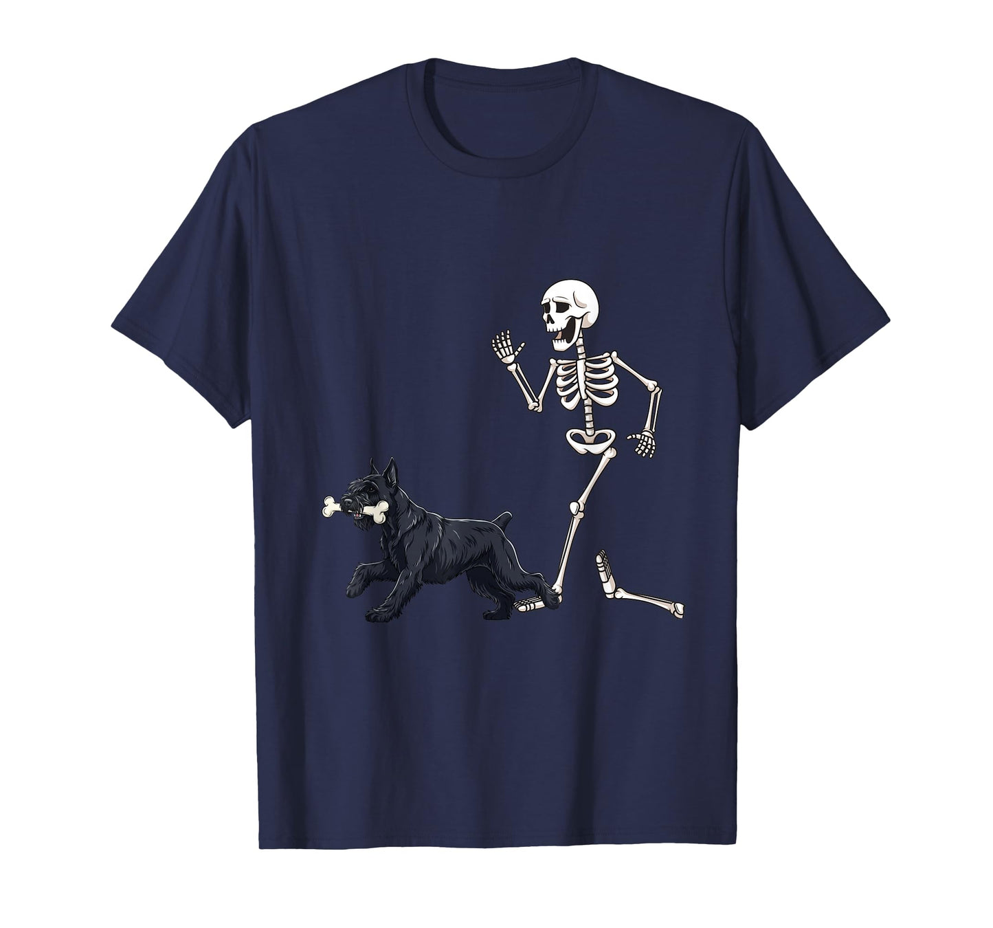 Funny Halloween Giant Schnauzer and Skeleton T-Shirt