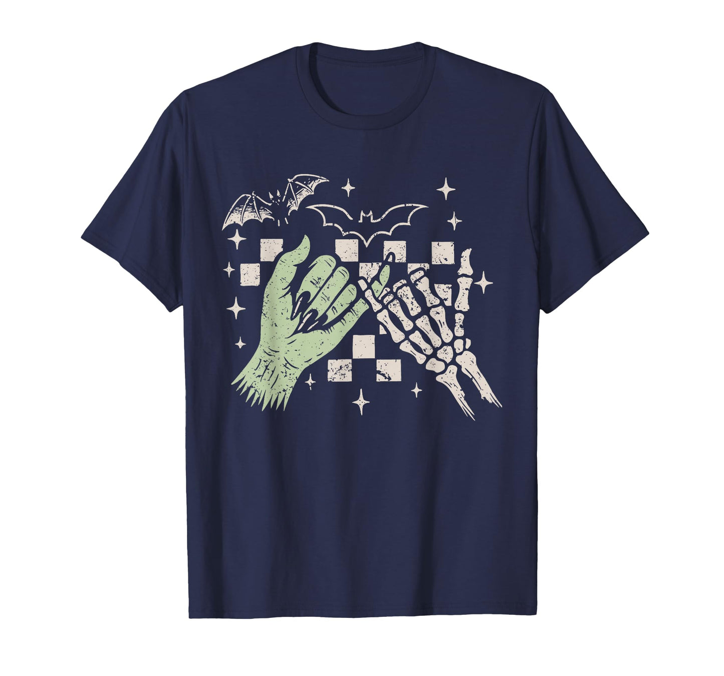 Retro Halloween Funny Monster Skeleton Spooky Friendship T-Shirt