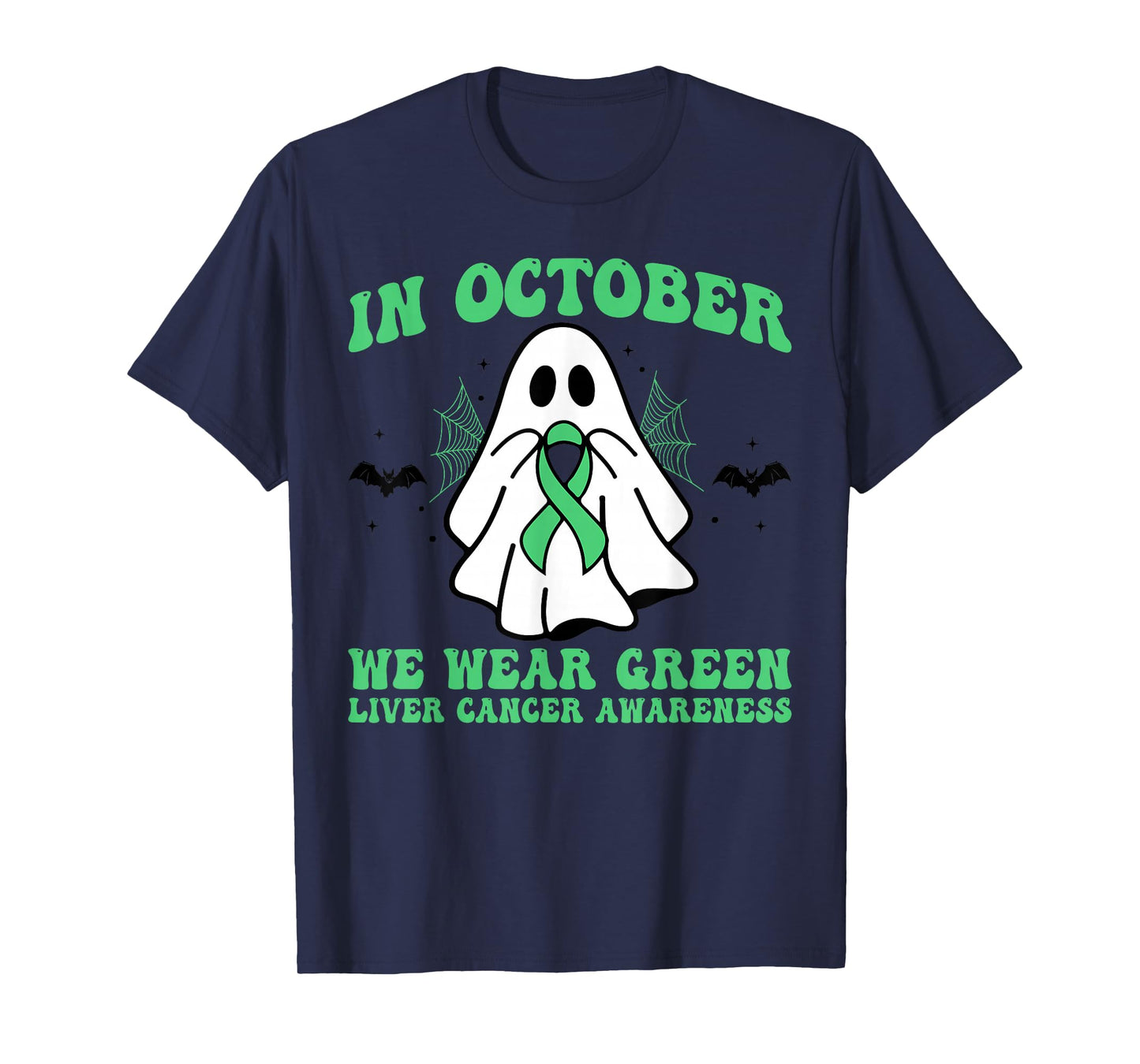 In October We Wear Green Liver Cancer Awareness Halloween T-Shirt