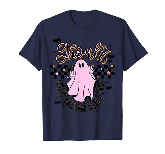 Ghouls just want to have fun, pink, peace sign, halloween T-Shirt