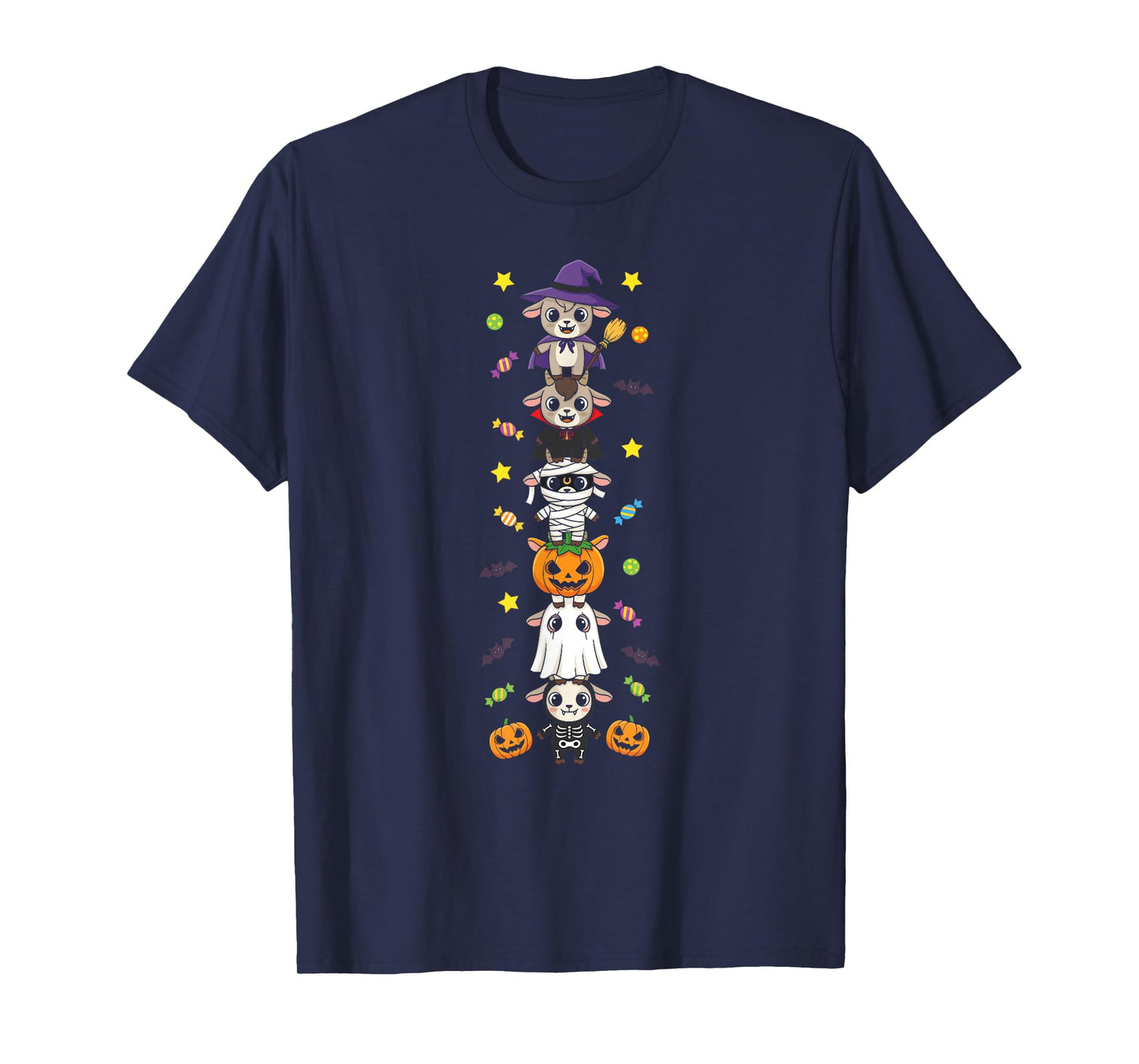 Funny Goat Witch Vampire Ghost Halloween Kids Mens Womens T-Shirt