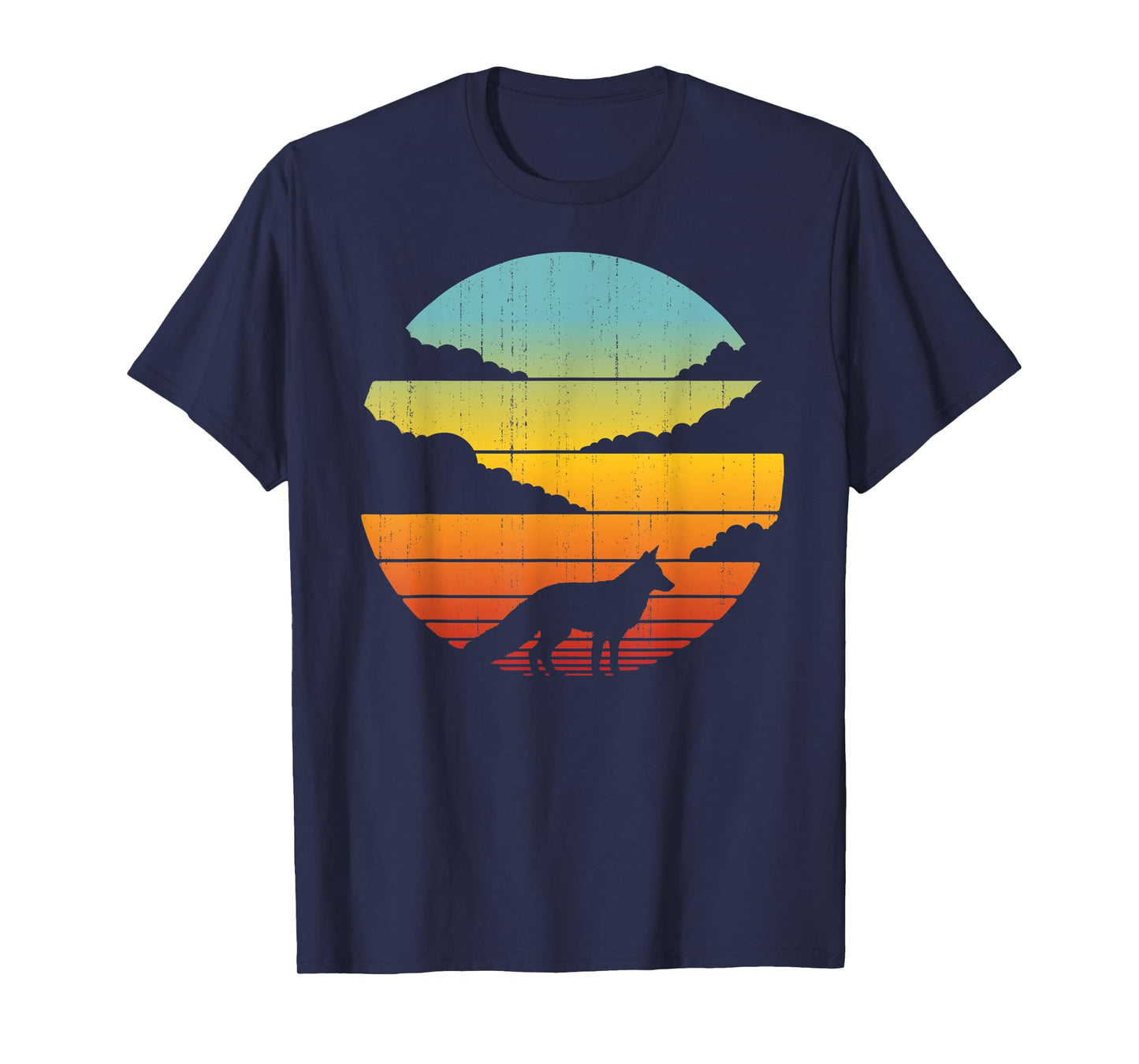 Fox Retro Vintage 60s 70s Sunset Mammal Animal Lovers Men T-Shirt