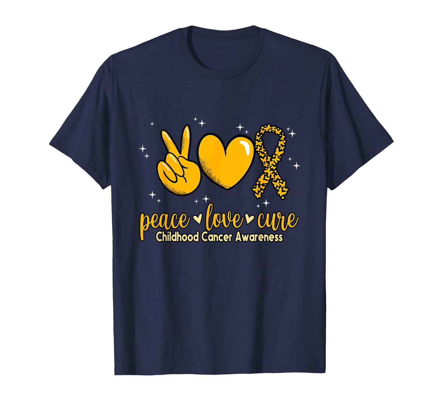 Childhood Cancer Awareness Peace Love Cure Childhood Cancer T-Shirt