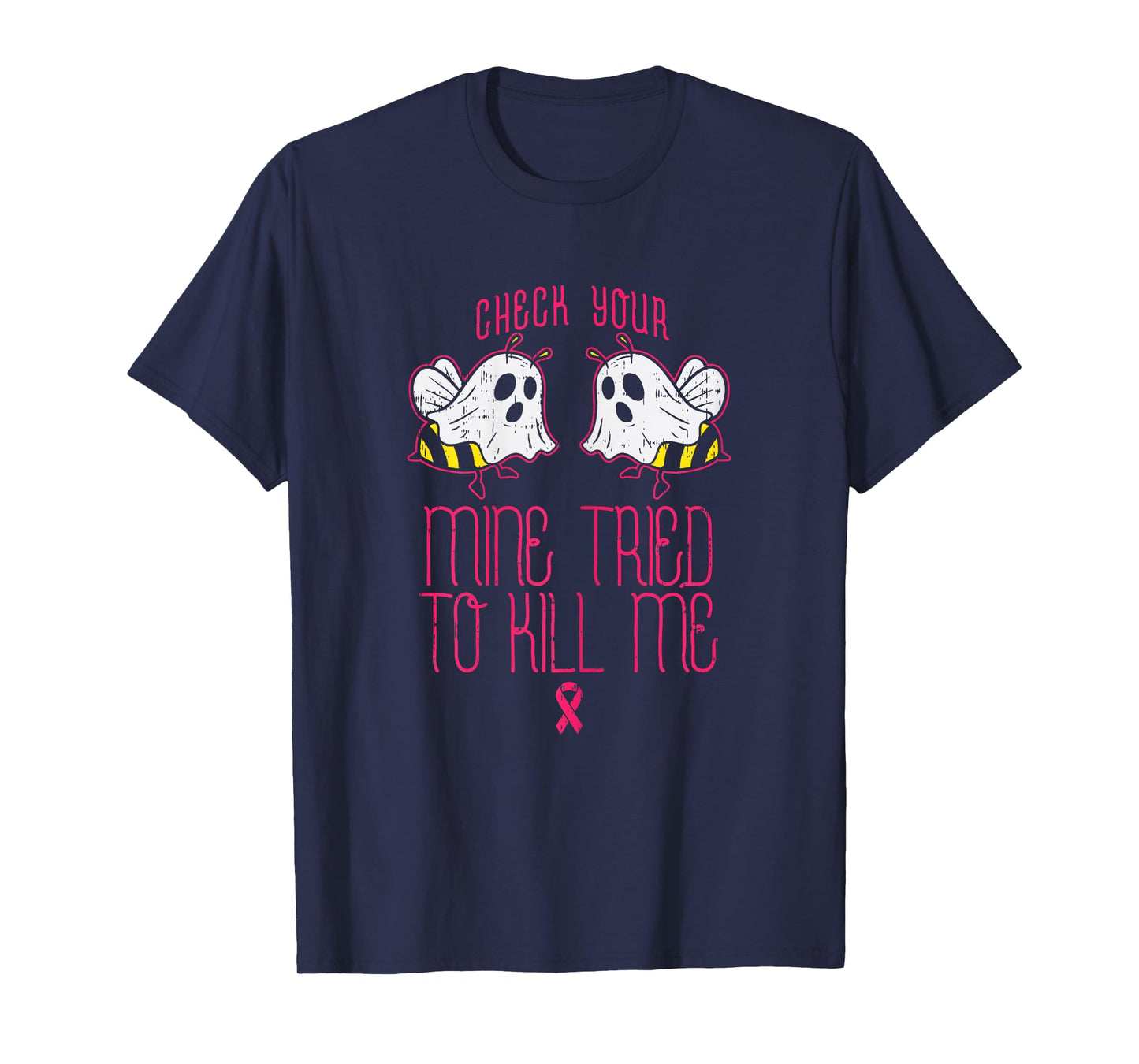 Check Your Boo-bees Funny Halloween Breast Cancer Awareness T-Shirt
