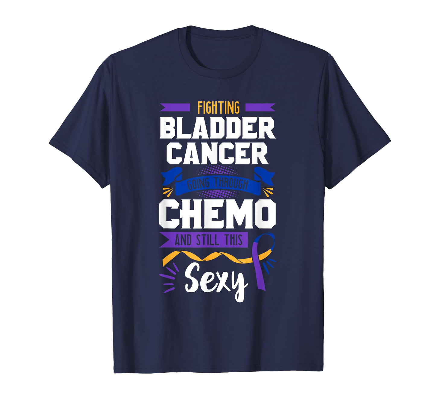 Fighting Chemo Bladder Cancer Purple Blue And Yellow Dysuria T-Shirt