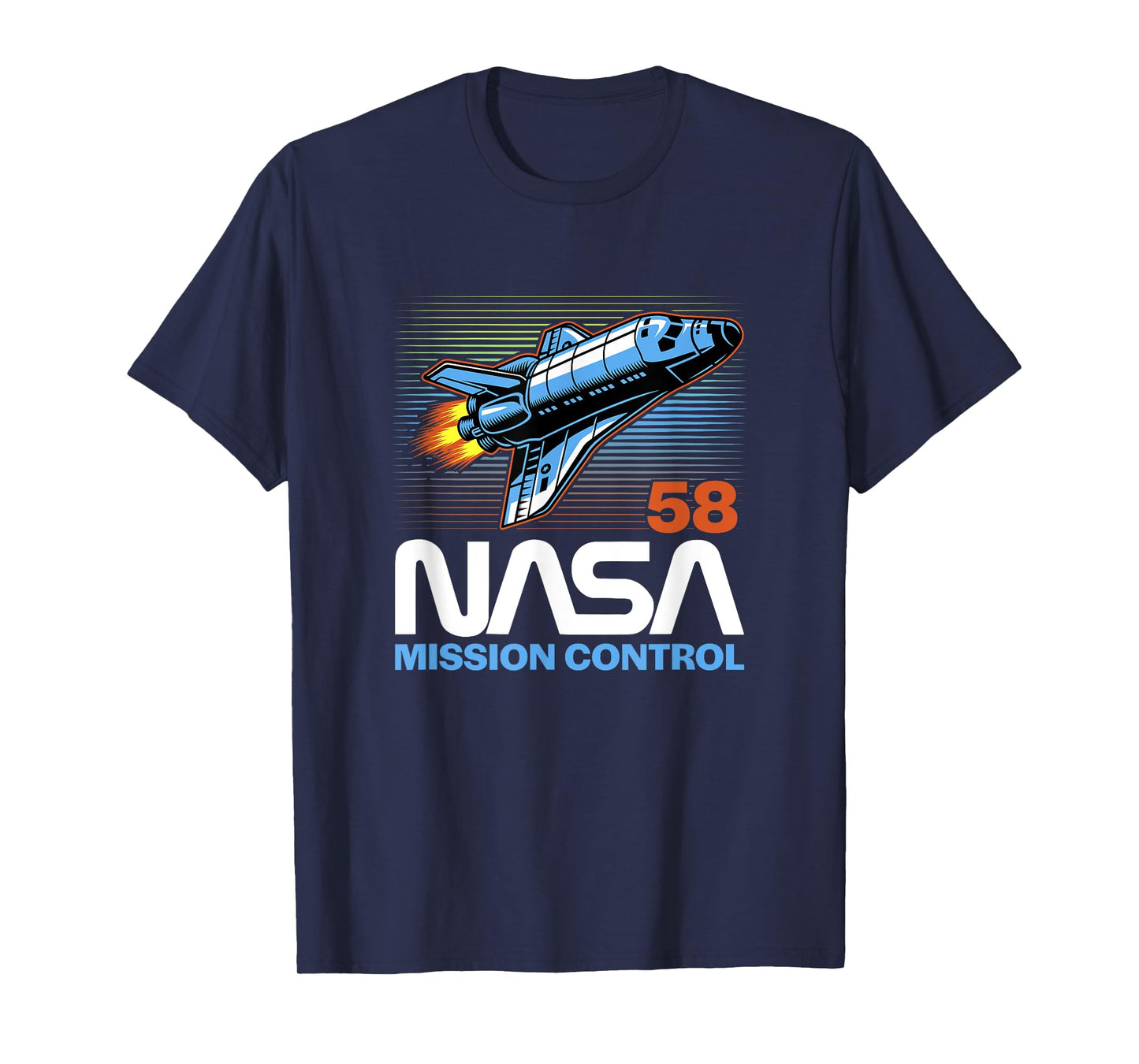 NASA Vintage Retro 58 Mission Control Shuttle Stripe Poster T-Shirt