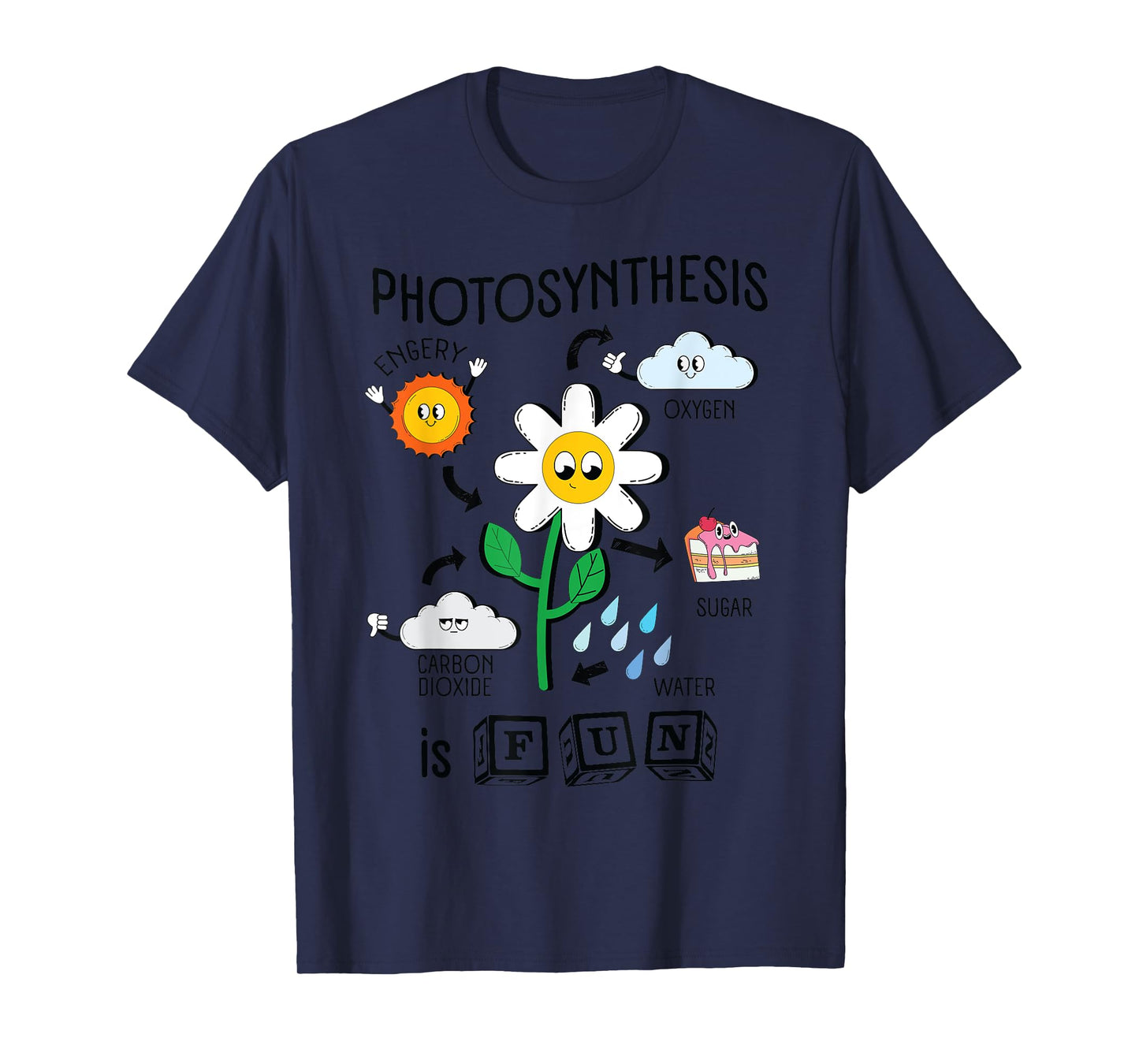 Photosynthesis is Fun Cartoon Plants Teacher Graphic Tees Men Women Girls Kids T-Shirt