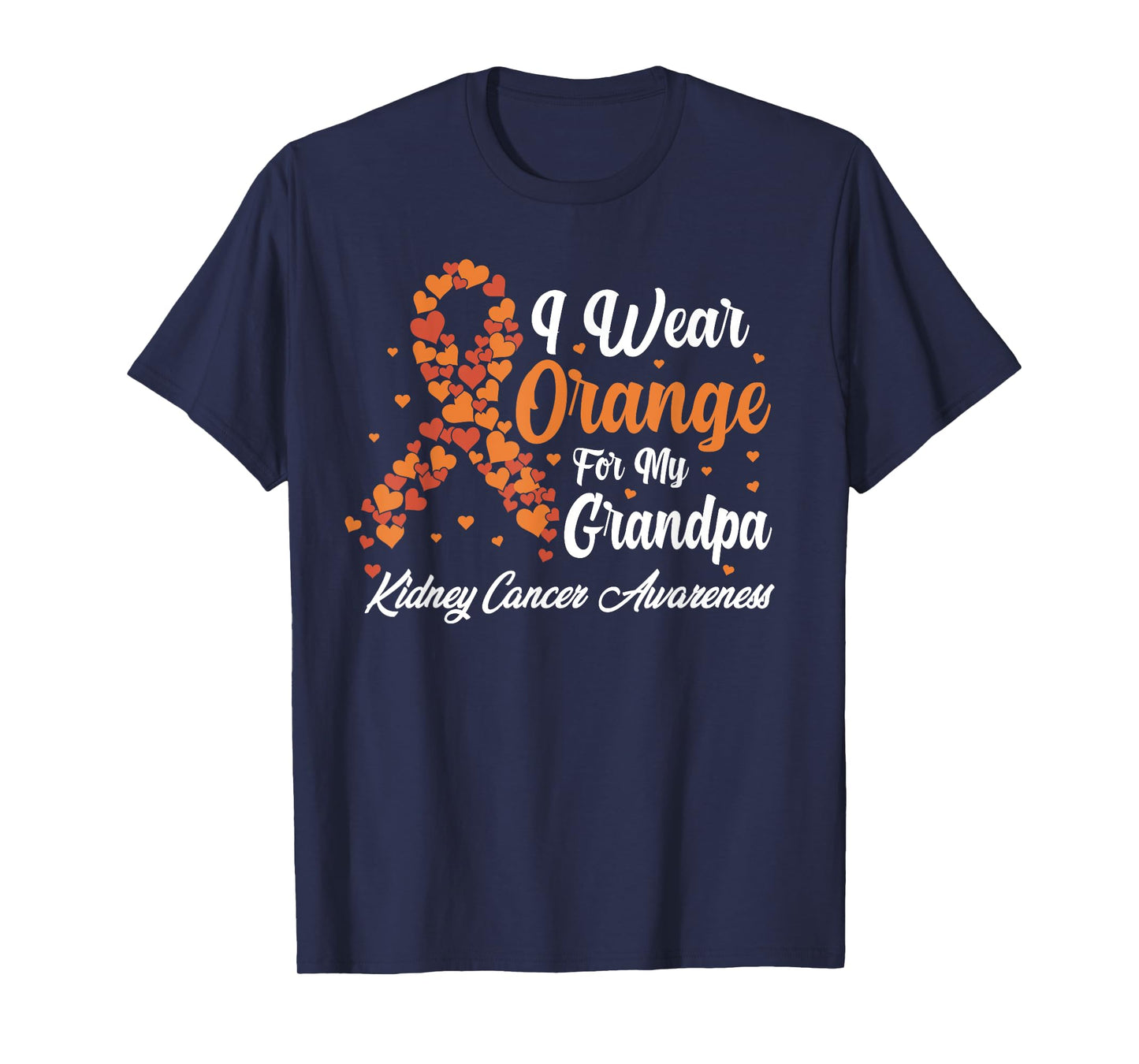 Kidney Cancer Awareness Month Grandpa Support Orange Ribbon T-Shirt