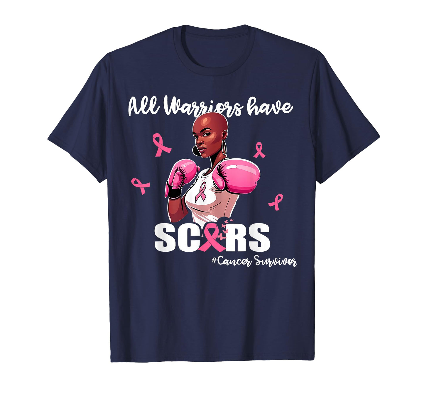 Women Black African American Fight Breast Cancer Pink Ribbon T-Shirt