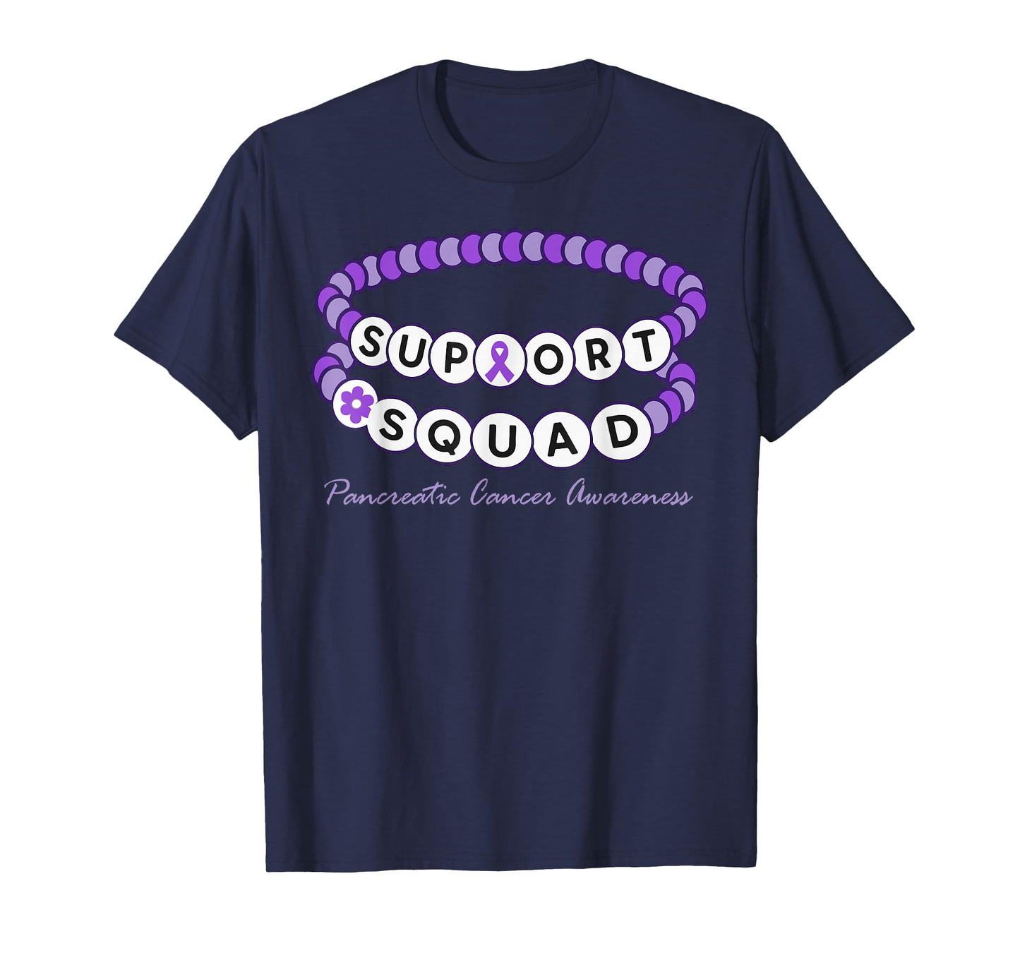 Support Squad Purple Bracelet Pancreatic Cancer Awareness T-Shirt