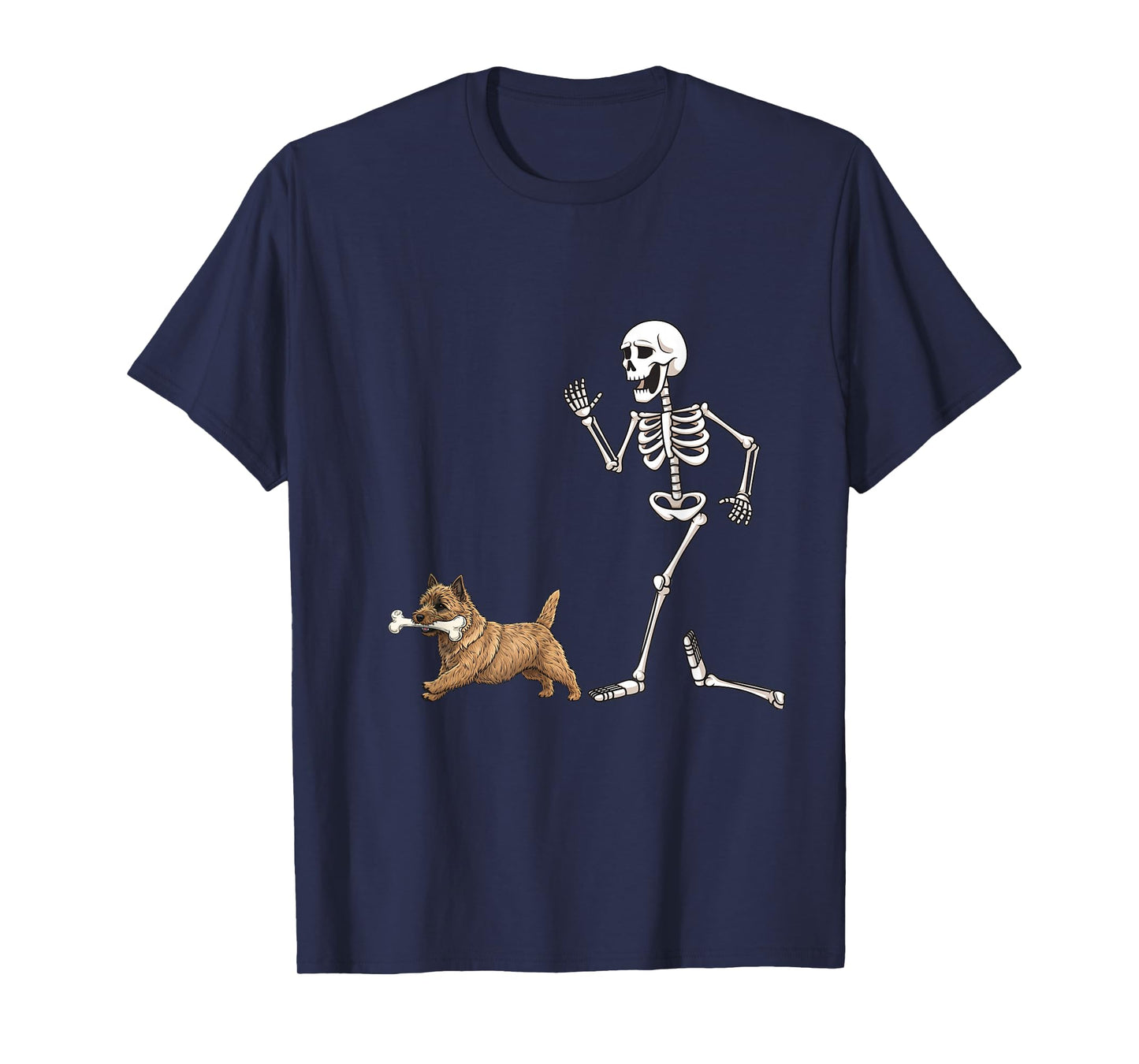 Funny Halloween Cairn Terrier and Skeleton T-Shirt