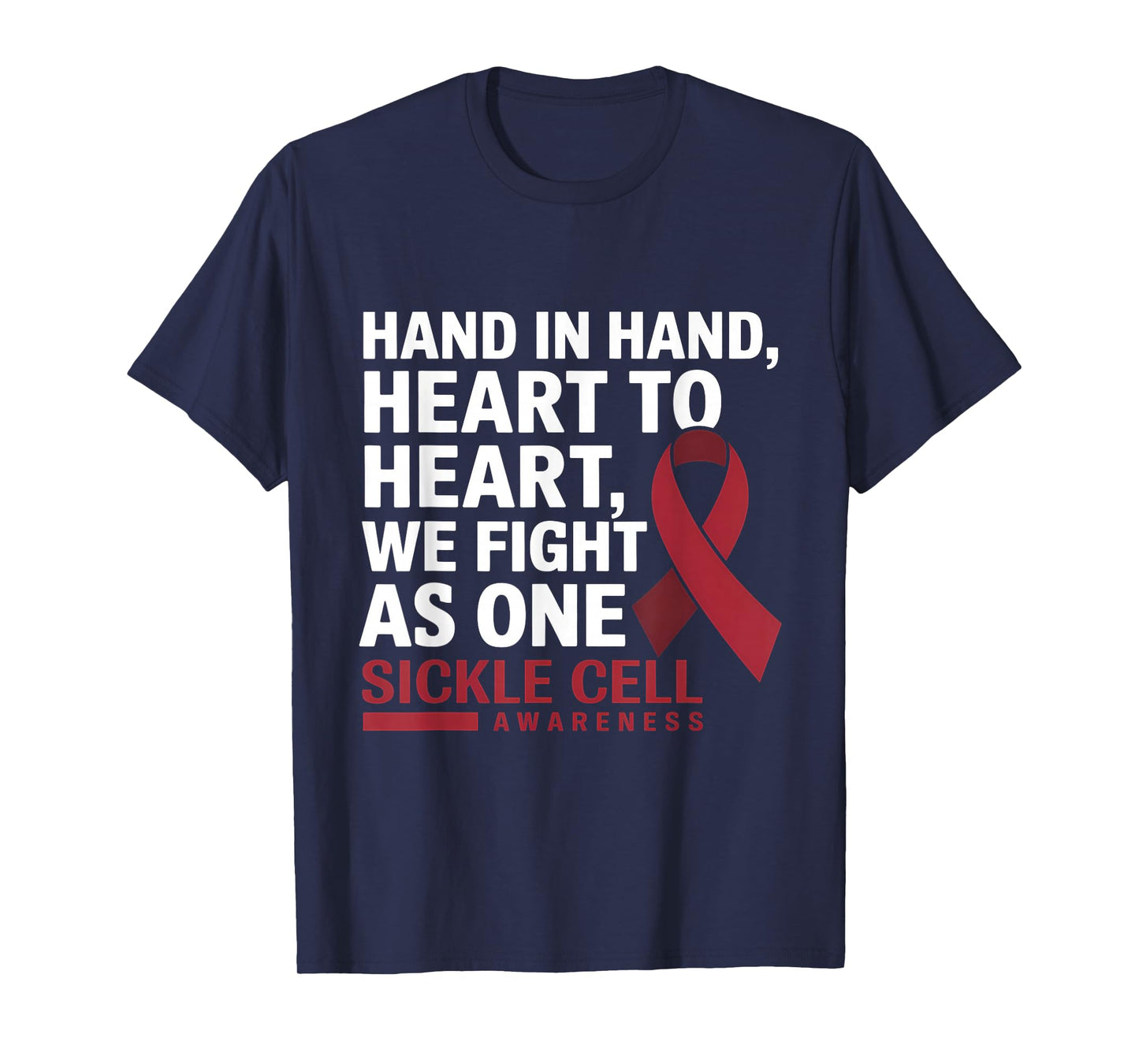 Sickle Cell Awareness Burgundy Ribbon Hand In Hand Anemia T-Shirt