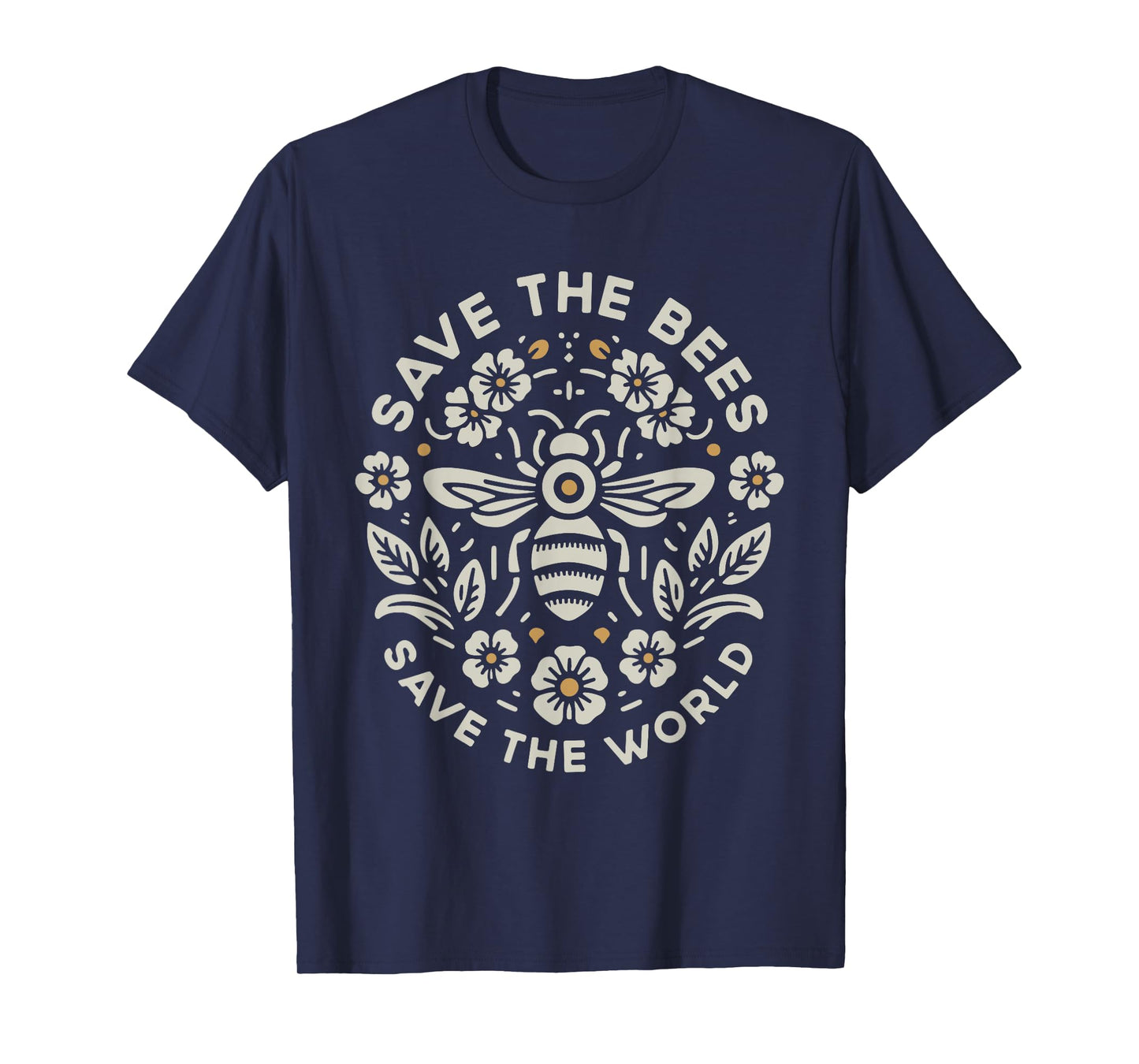 Save The Bees Save The World Floral Bee T-Shirt