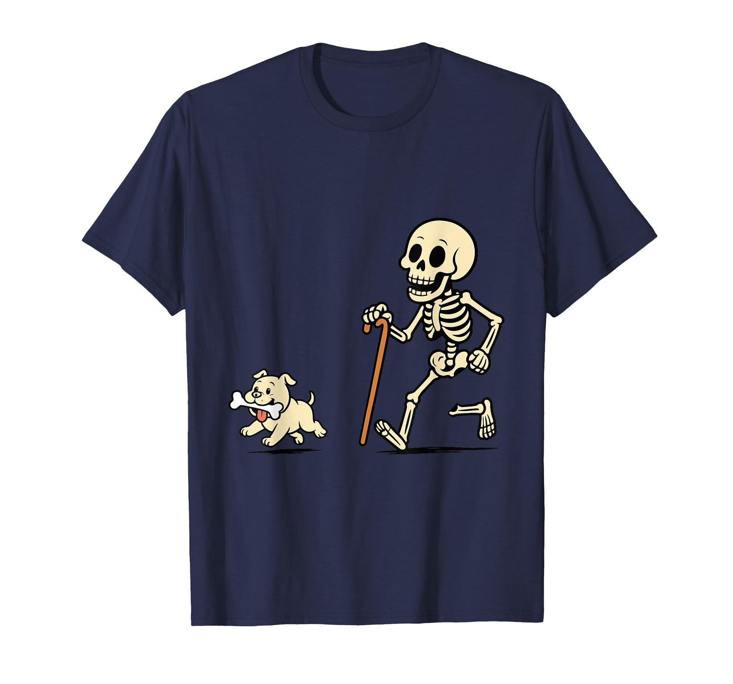 Bone Thief Halloween Humor - Funny Skeleton and Dog Cartoon T-Shirt