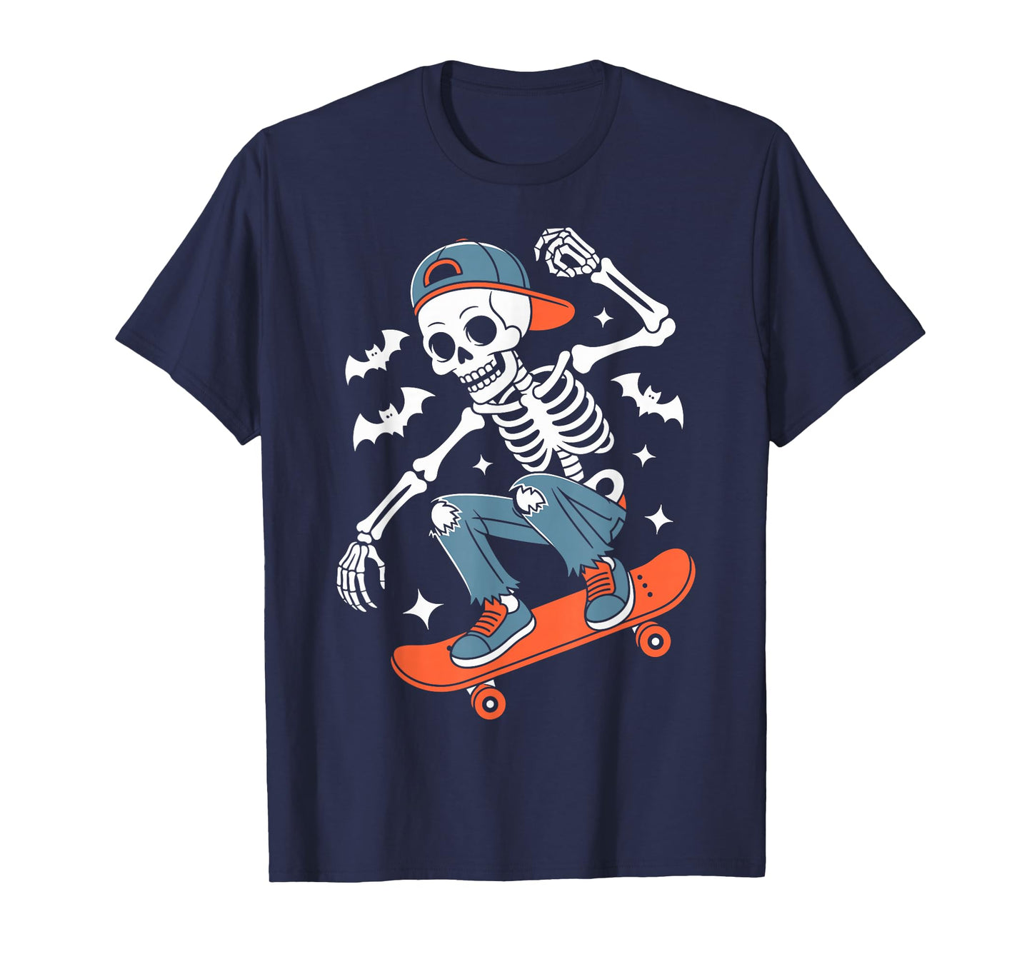 Skateboard Skeleton Cool Skater Funny Halloween T-Shirt