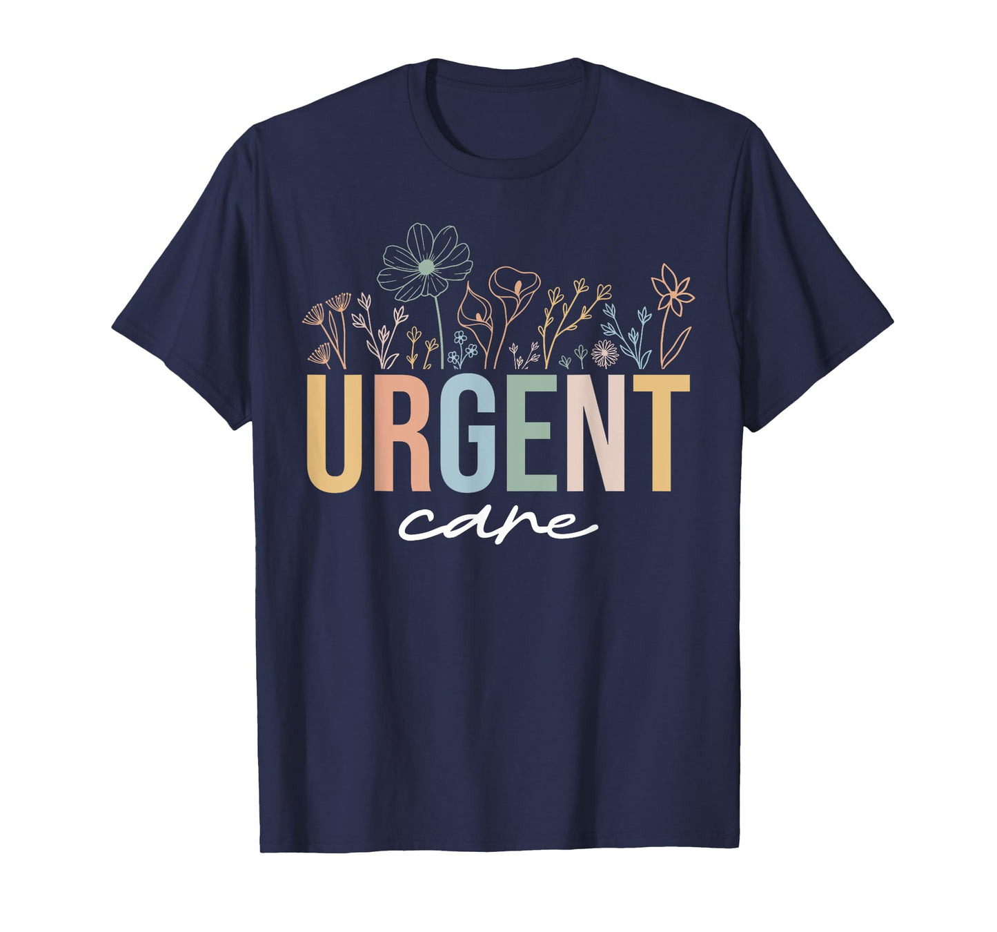 Urgent Care Department Wildflowers ICU Nurse T-Shirt - Black, Small, Short Sleeve, Unisex-Adults, Nursing, T-Shirt