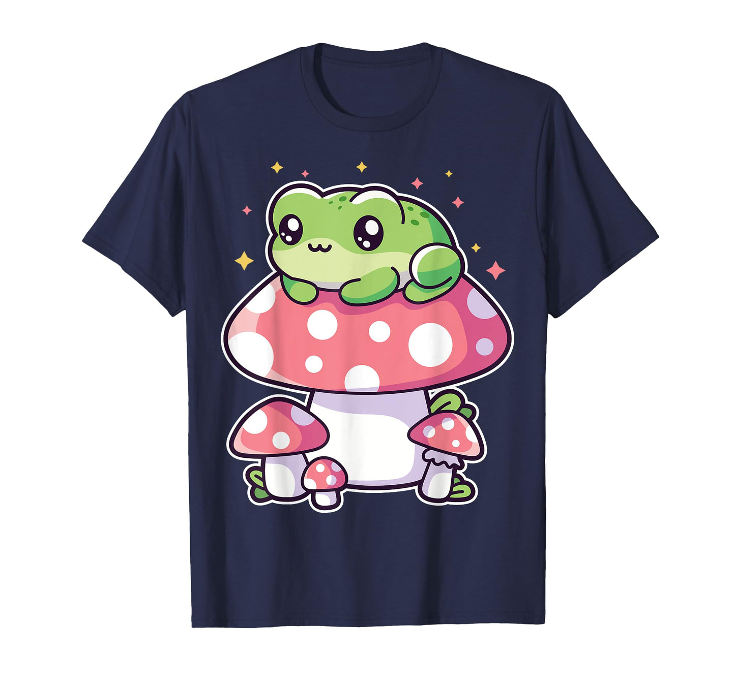 Kawaii Frog Lying On Mushroom Kawaii Anime Frog Lover Outfit T-Shirt