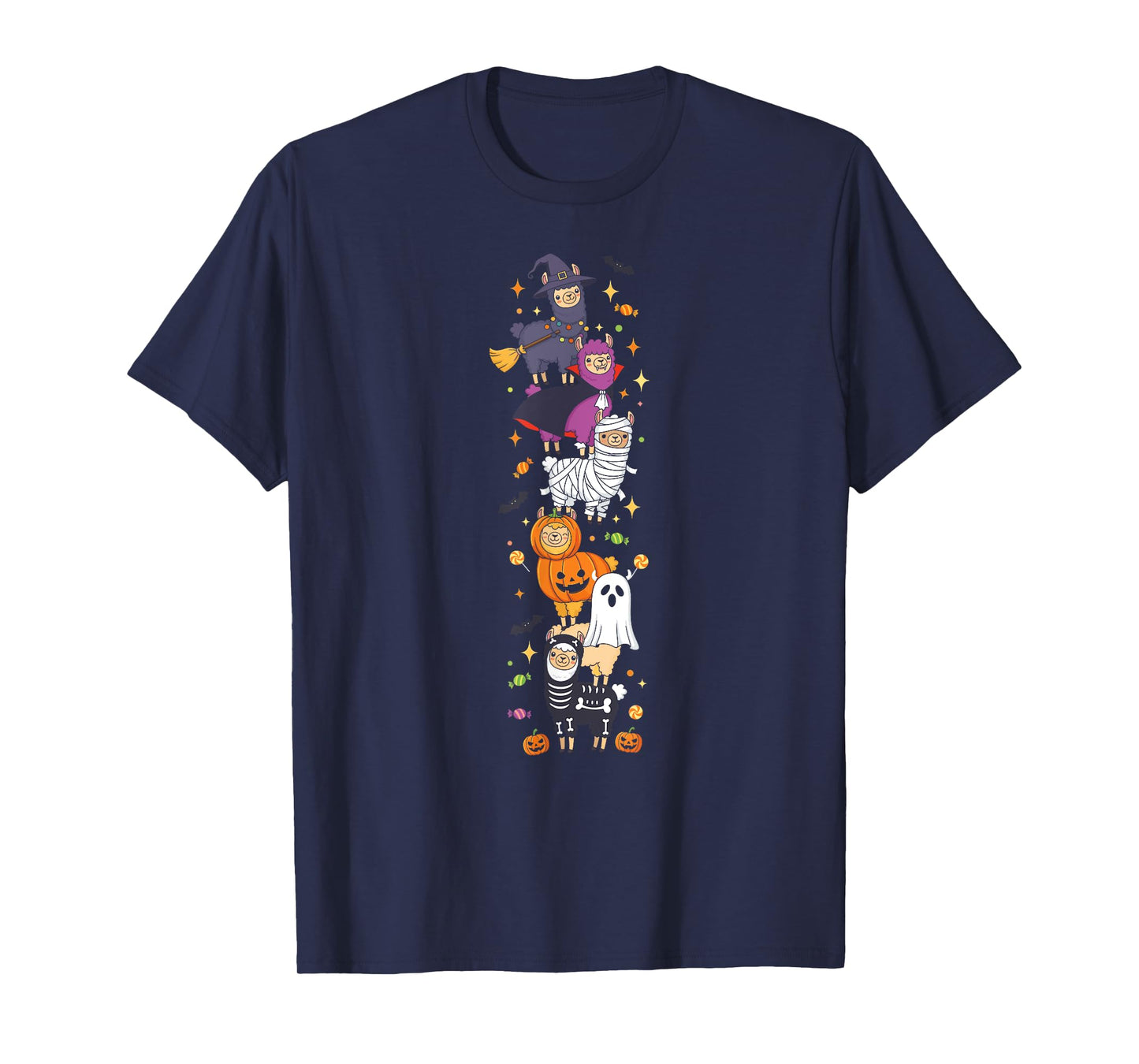 Funny Llama Witch Vampire Ghost Halloween Kids Mens Womens T-Shirt