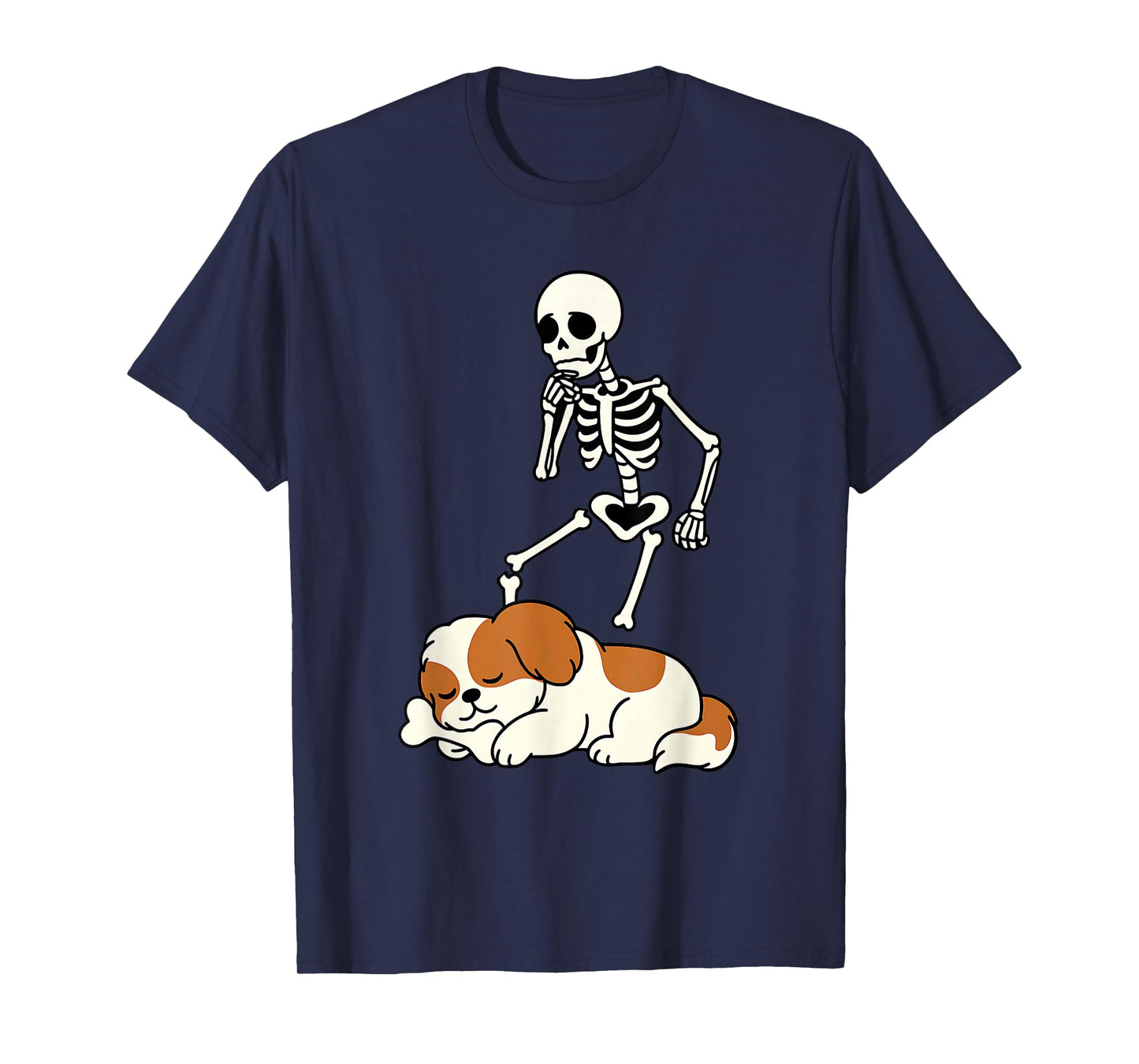 Skeleton Dog Halloween Skeleton Chasing Shih Tzu Shirt T-Shirt
