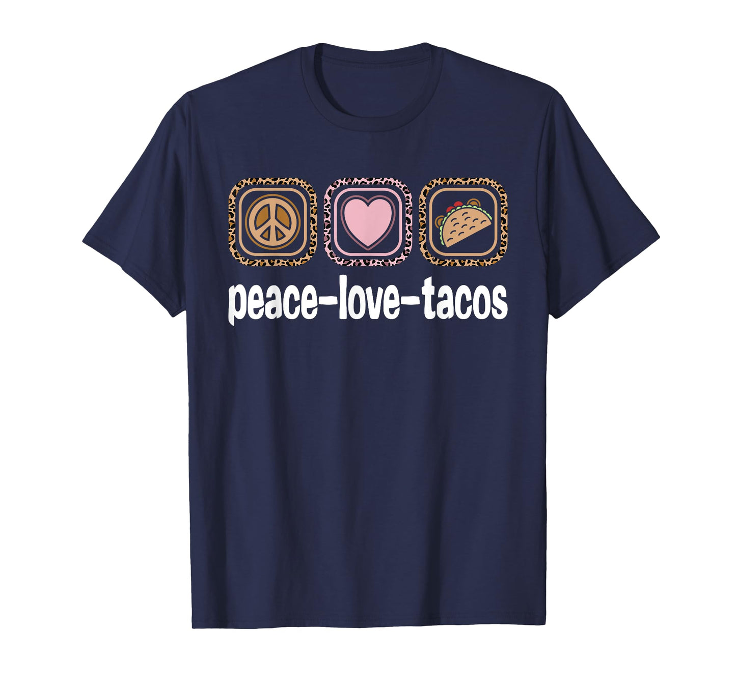 Peace Love Tacos Lover Leopard Print Women Girls Kids Taco T-Shirt
