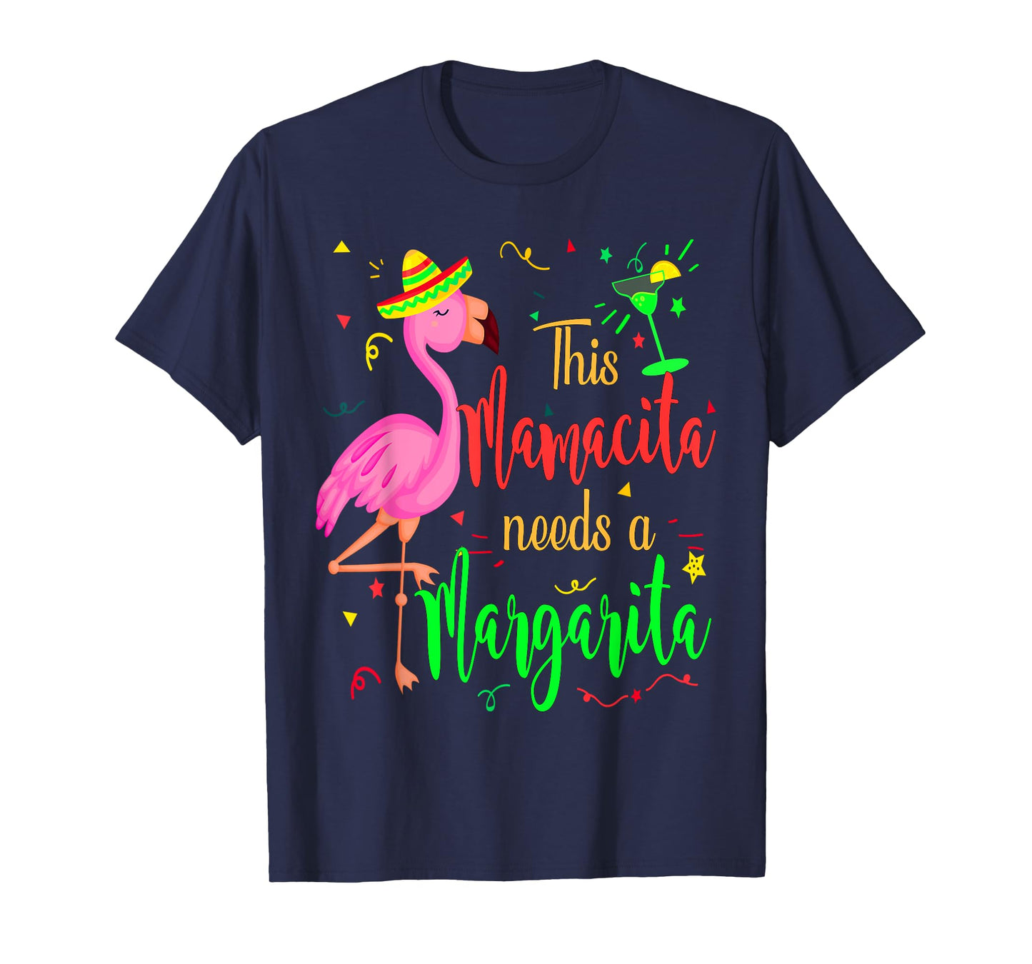 This Mamacita Needs a Margarita Flamingo Mom T-Shirt