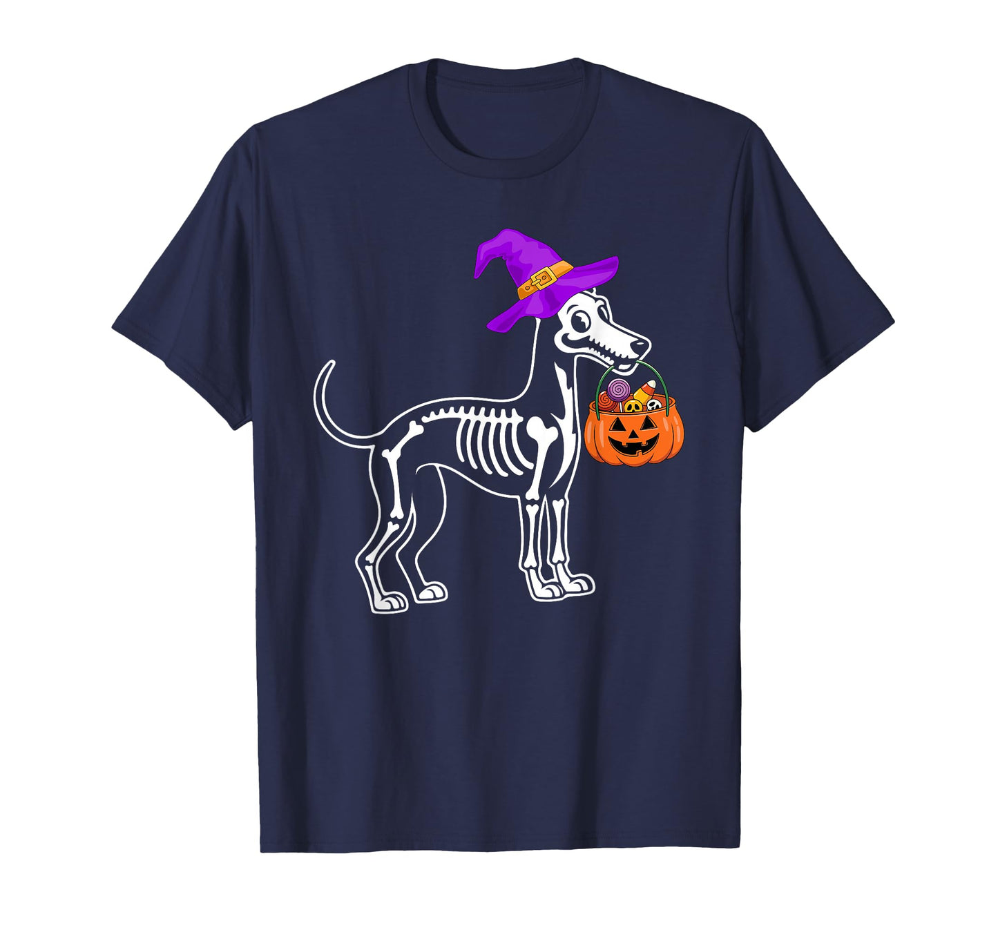 Whippet Dog Halloween Spooky Skeleton Trick or Treat T-Shirt