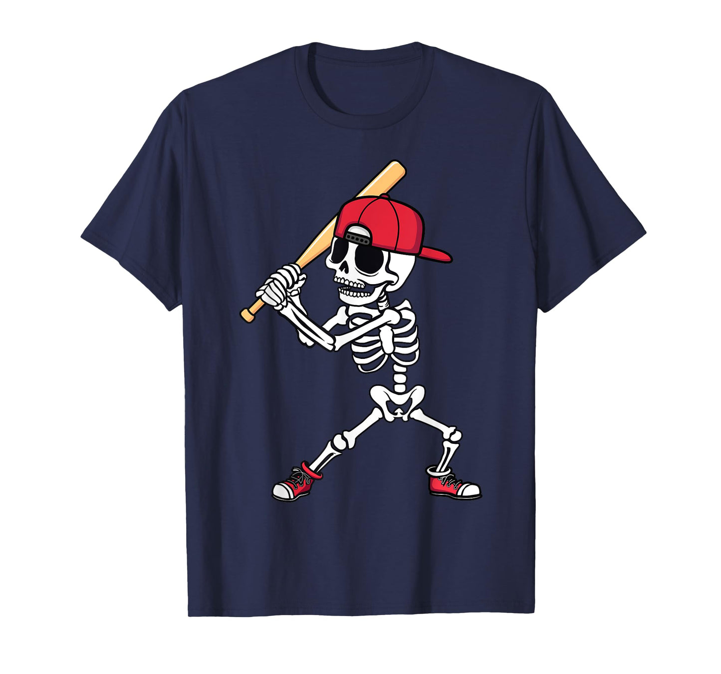 Baseball Skeleton Halloween Funny Baseball Player Men Boys T-Shirt