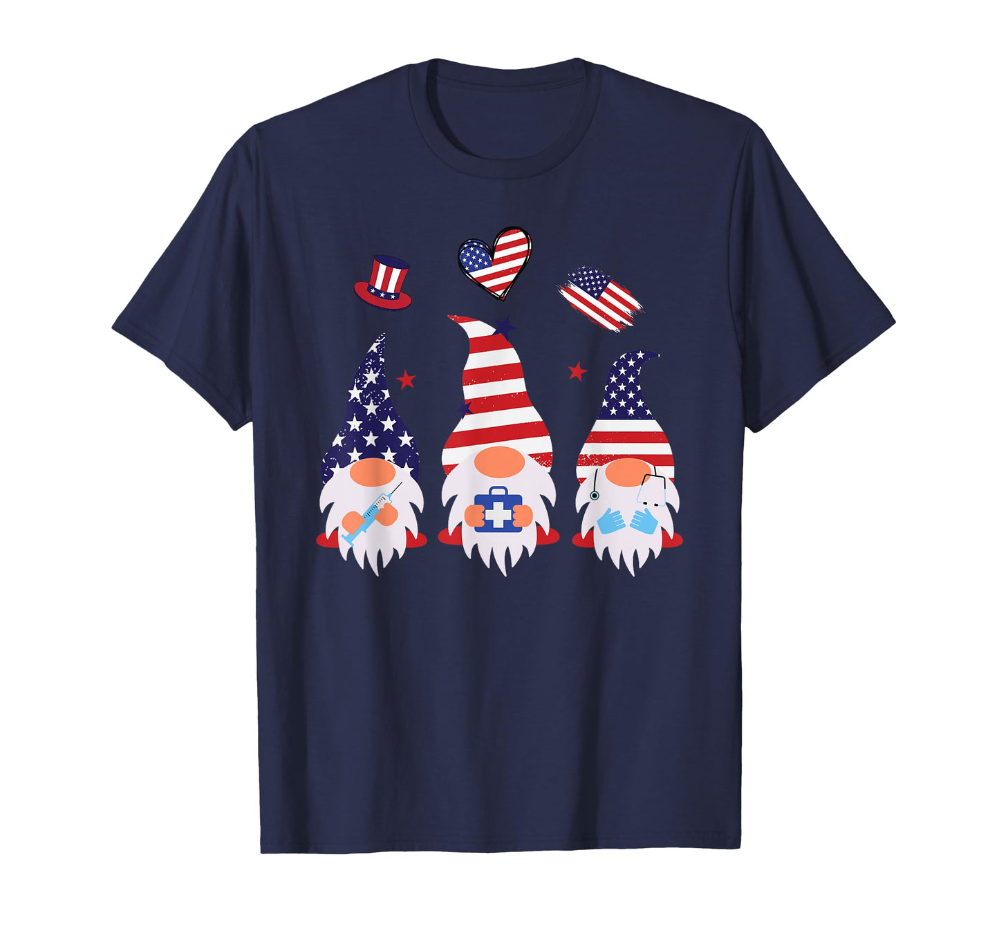 American Gnomes Nurse 4th Of July Scrub Top Patriot Women T-Shirt