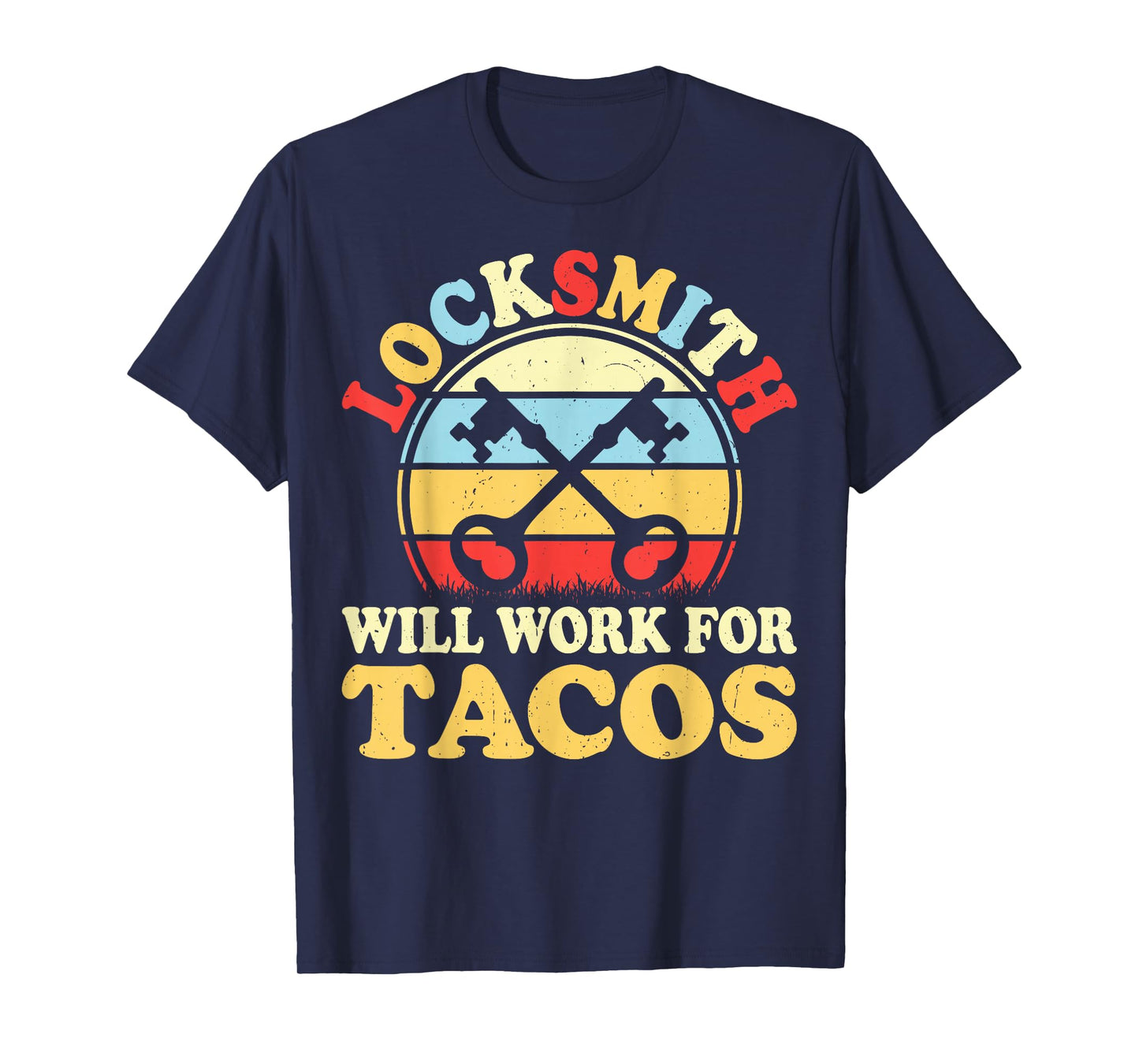 Retro Locksmith Will Work for Tacos Lock Picker Locksmithing T-Shirt