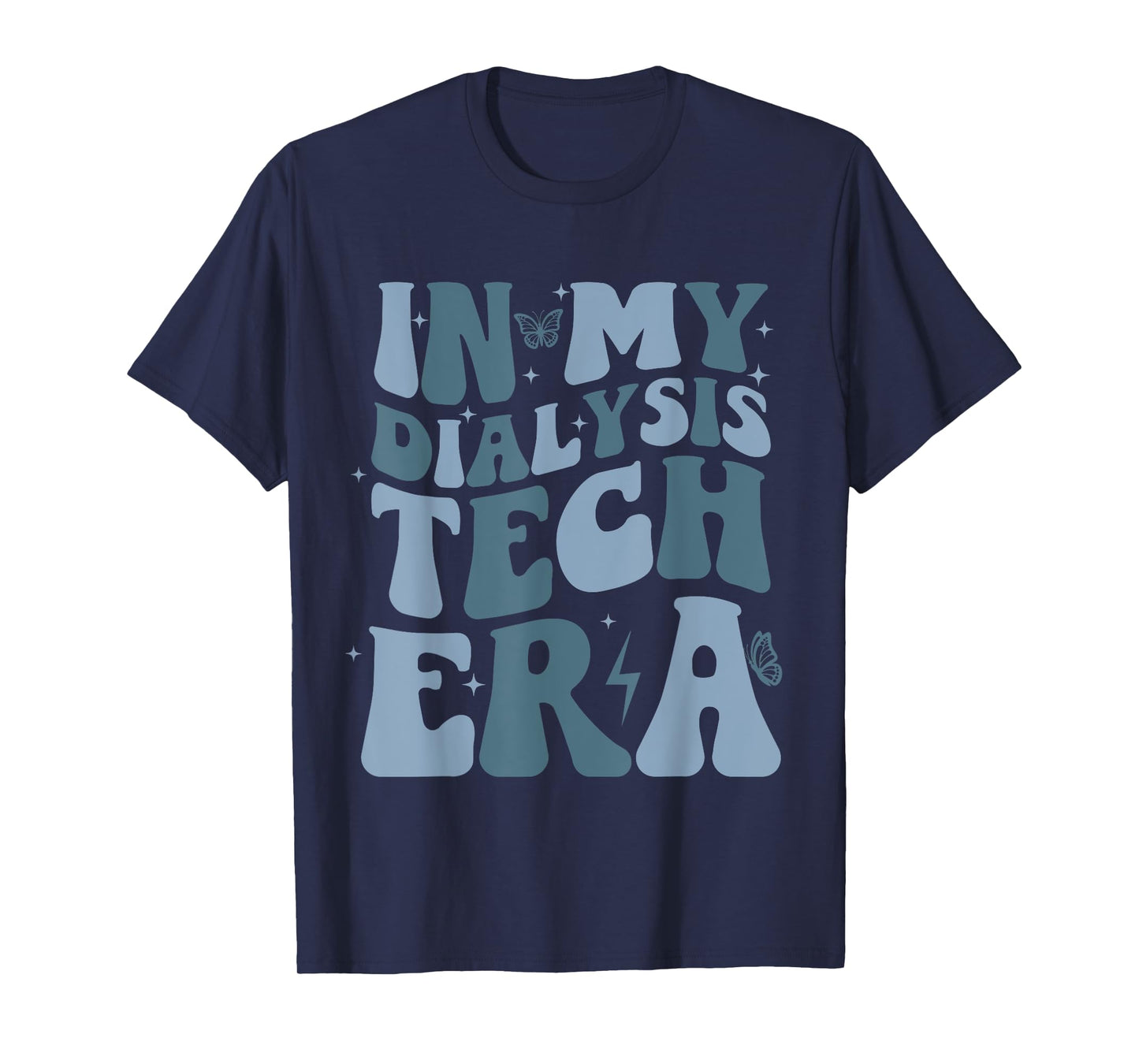 Funny Dialysis Technician Nepherology Nurse Gifts In My Dialysis Technician Era Groovy Retro Unisex-Adults Black Small Short Sleeve T-Shirt