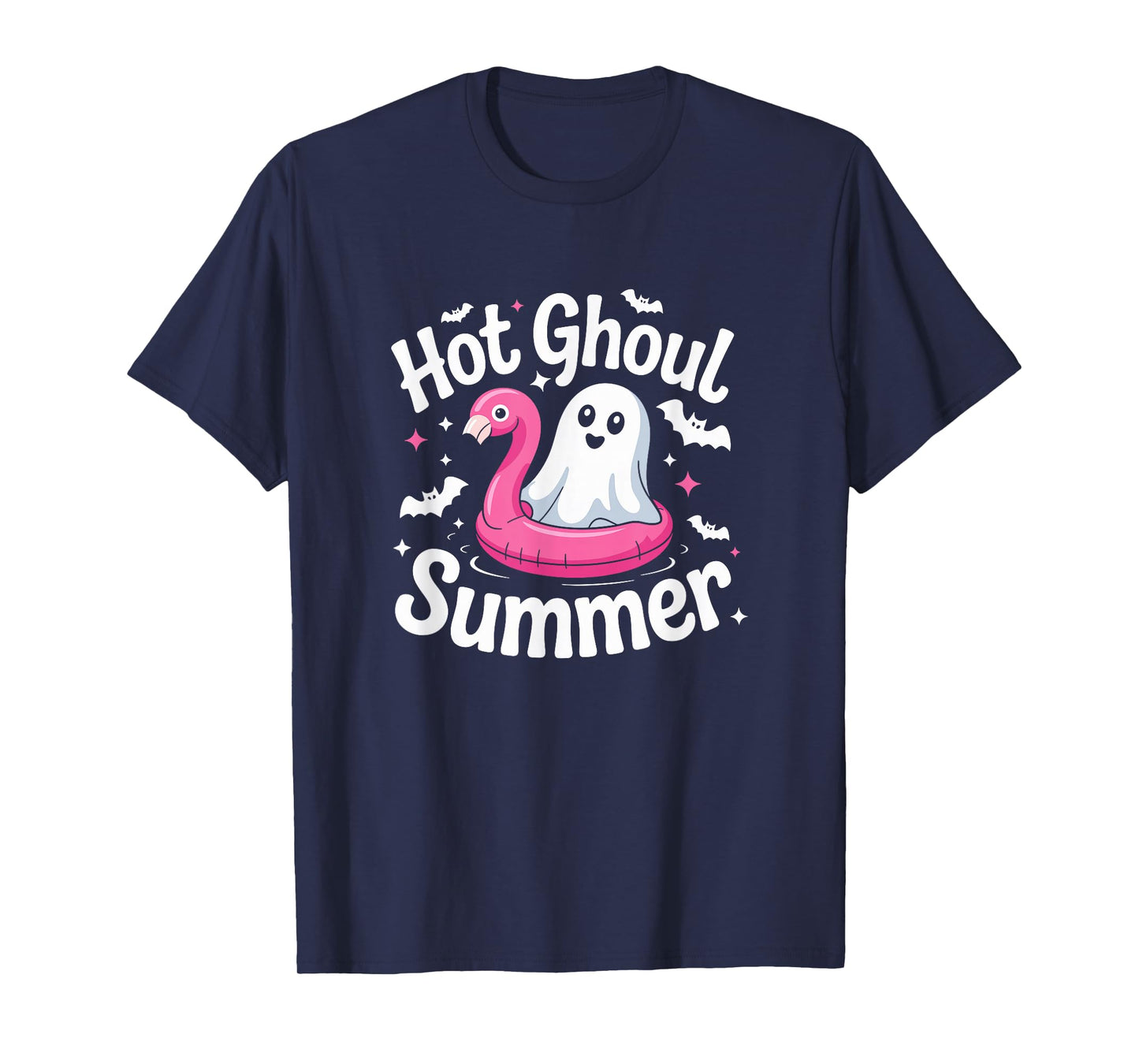 Hot Ghoul Summer Flamingo Ghost Summerween T-Shirt