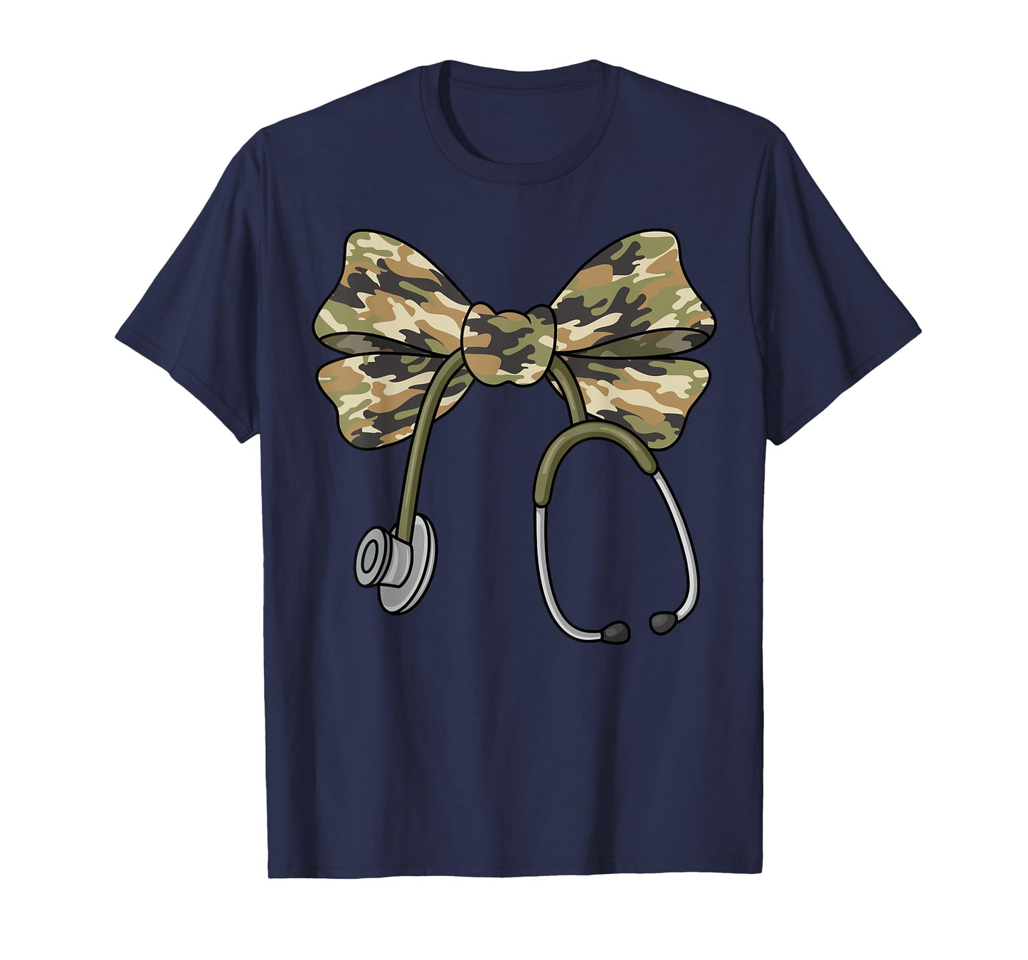 Camo Coquette Nurse Stethoscope Bow Camouflage Nurse T-Shirt