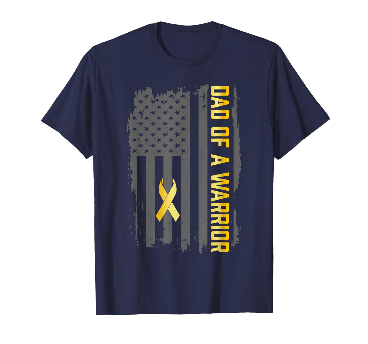 Childhood Cancer Usa Flag Dad of a Warrior Childhood Cancer T-Shirt