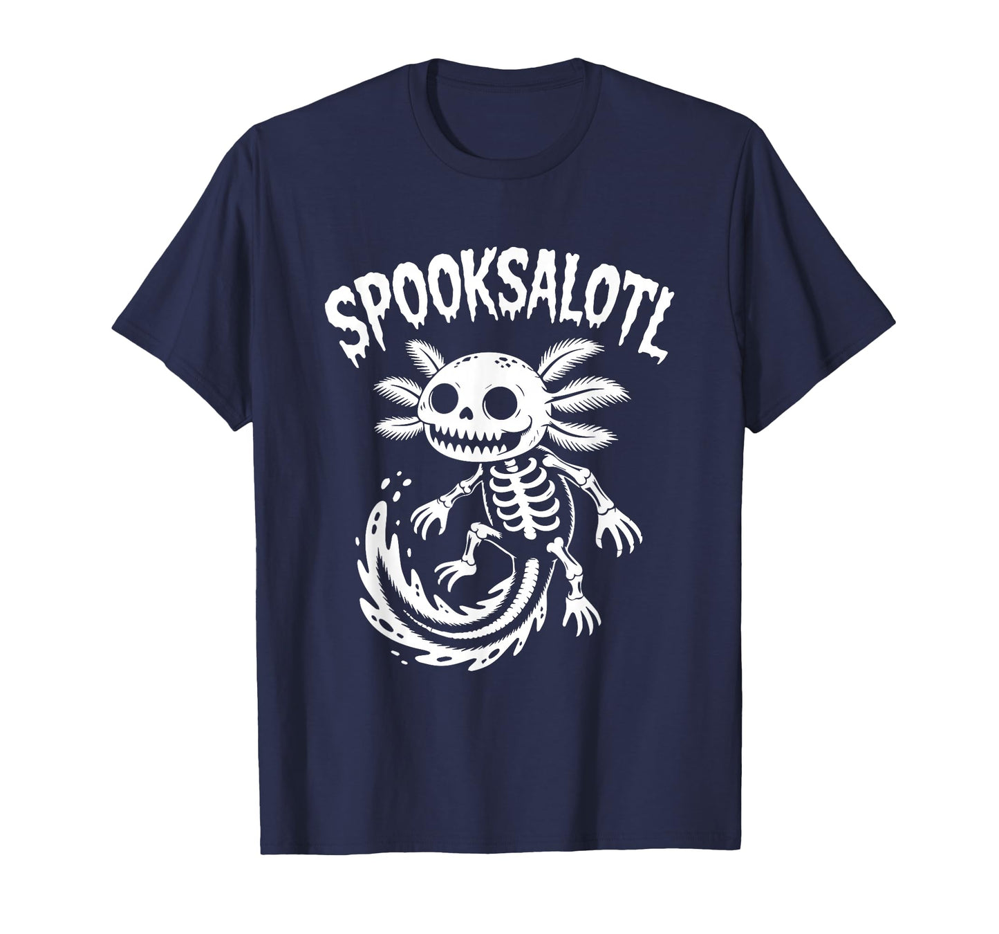 Spooksalotl Cute Pink Axolotl Skeleton Halloween T-Shirt