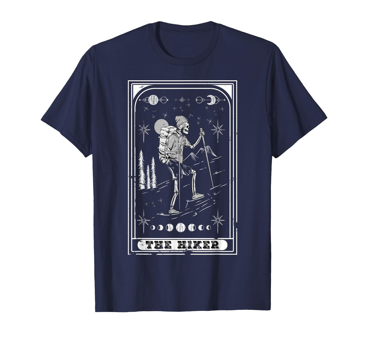 The Hiker Goth Skeleton Tarot Card Nature hiking T-Shirt