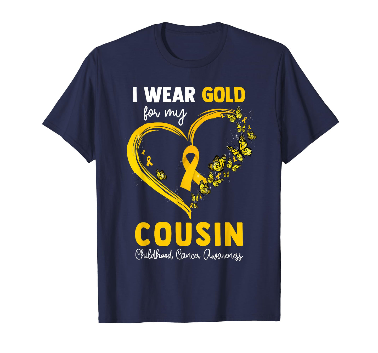 I Wear Gold For My Cousin Childhood Cancer Heart Ribbon T-Shirt