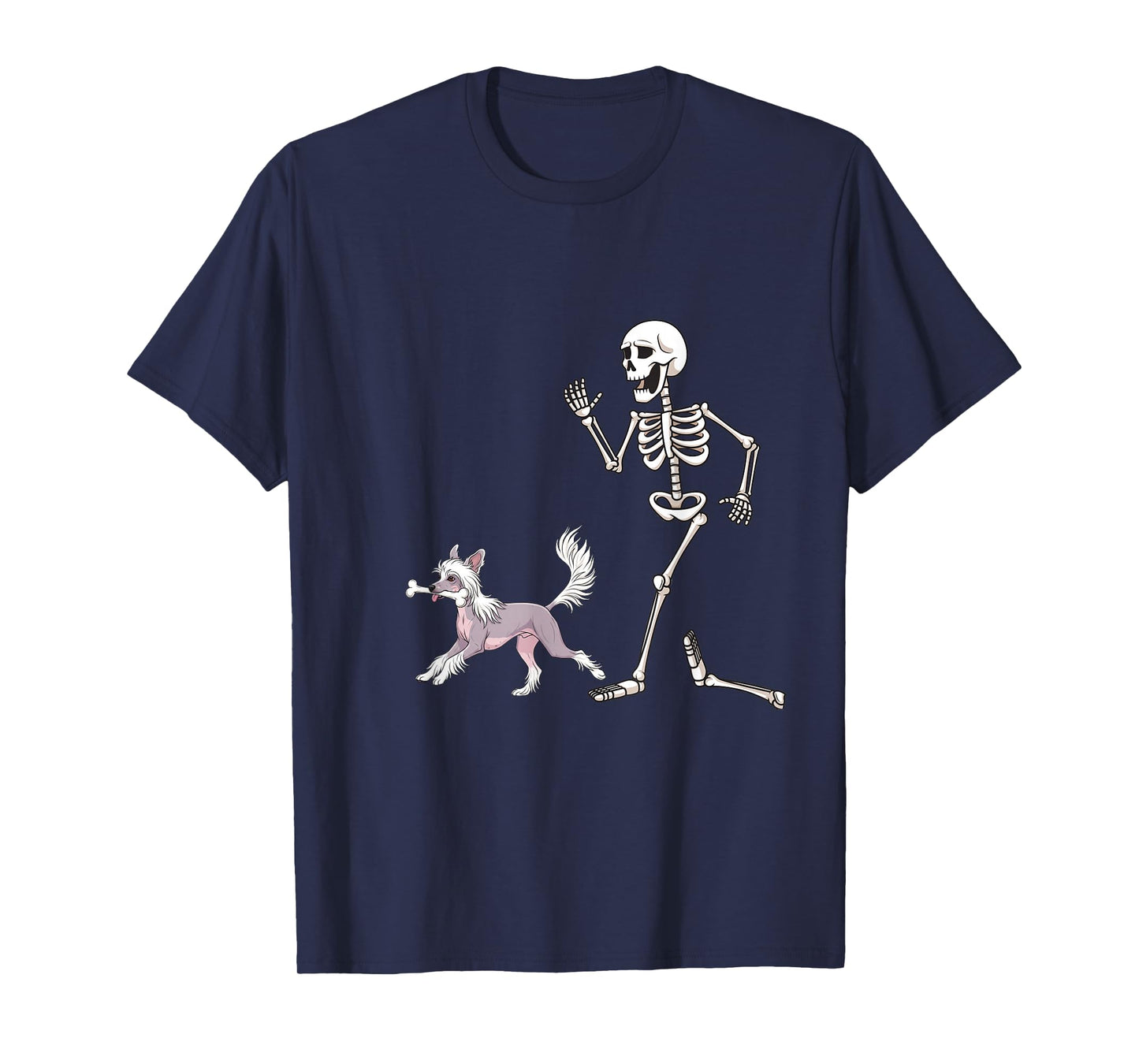Funny Halloween Chinese Crested and Skeleton T-Shirt
