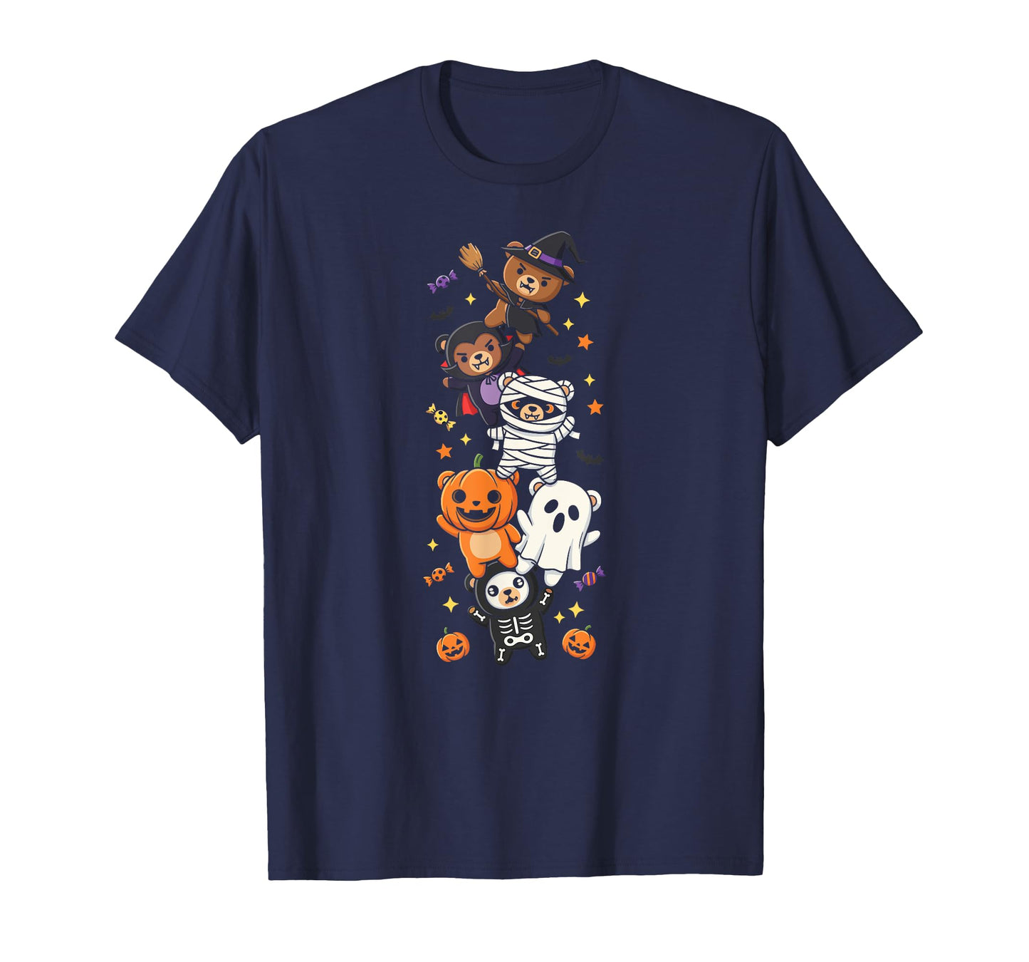 Funny Bear Witch Vampire Ghost Halloween Kids Mens Womens T-Shirt