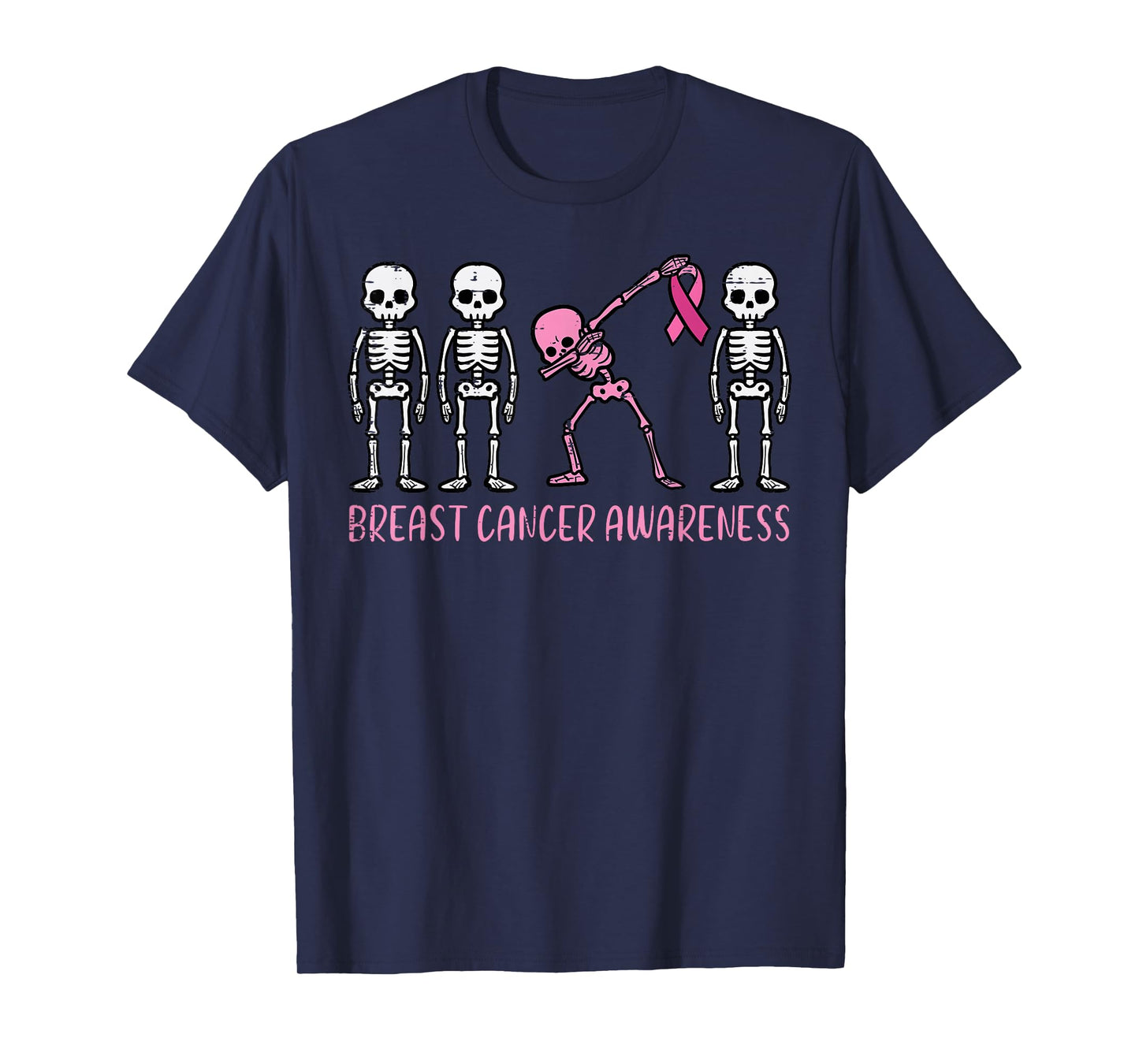 Breast Cancer Awareness Skeleton Dab Support Women Kids Men T-Shirt
