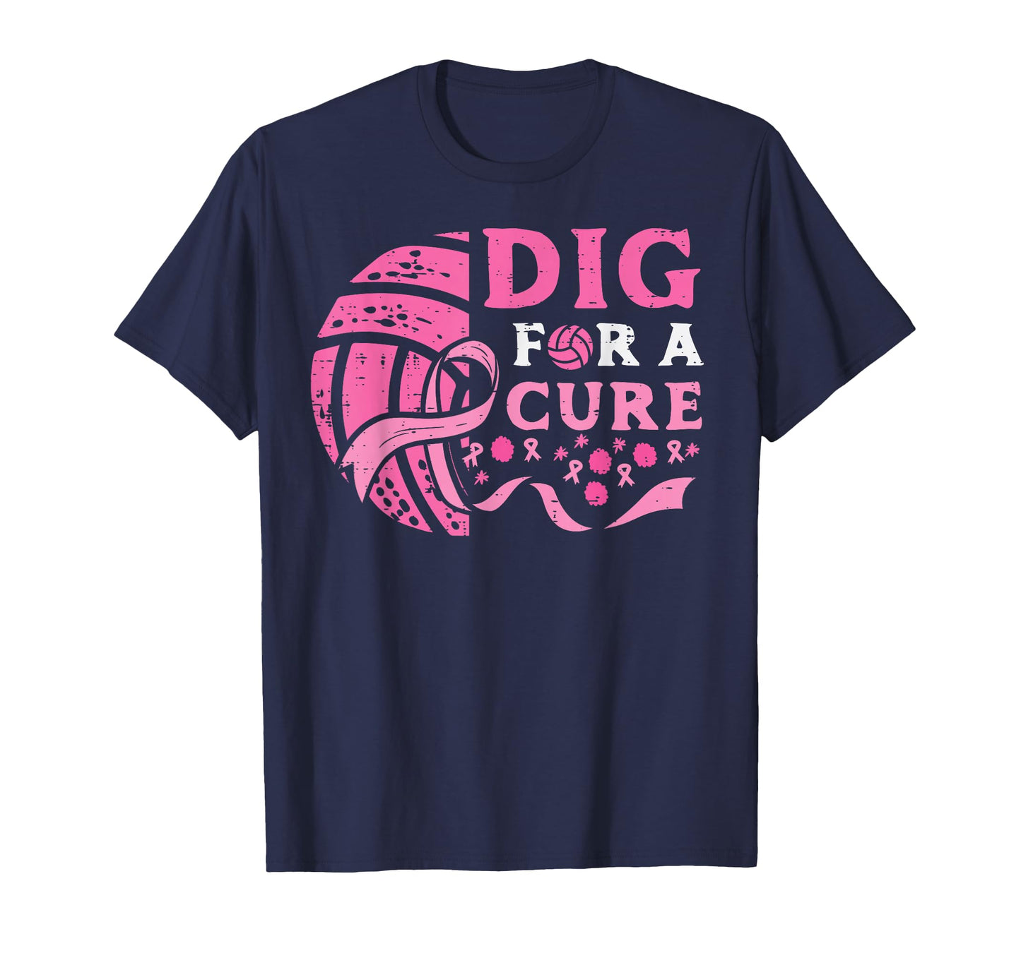 Breast Cancer Aware Volleyball Dig For Cure Women Men Kids T-Shirt