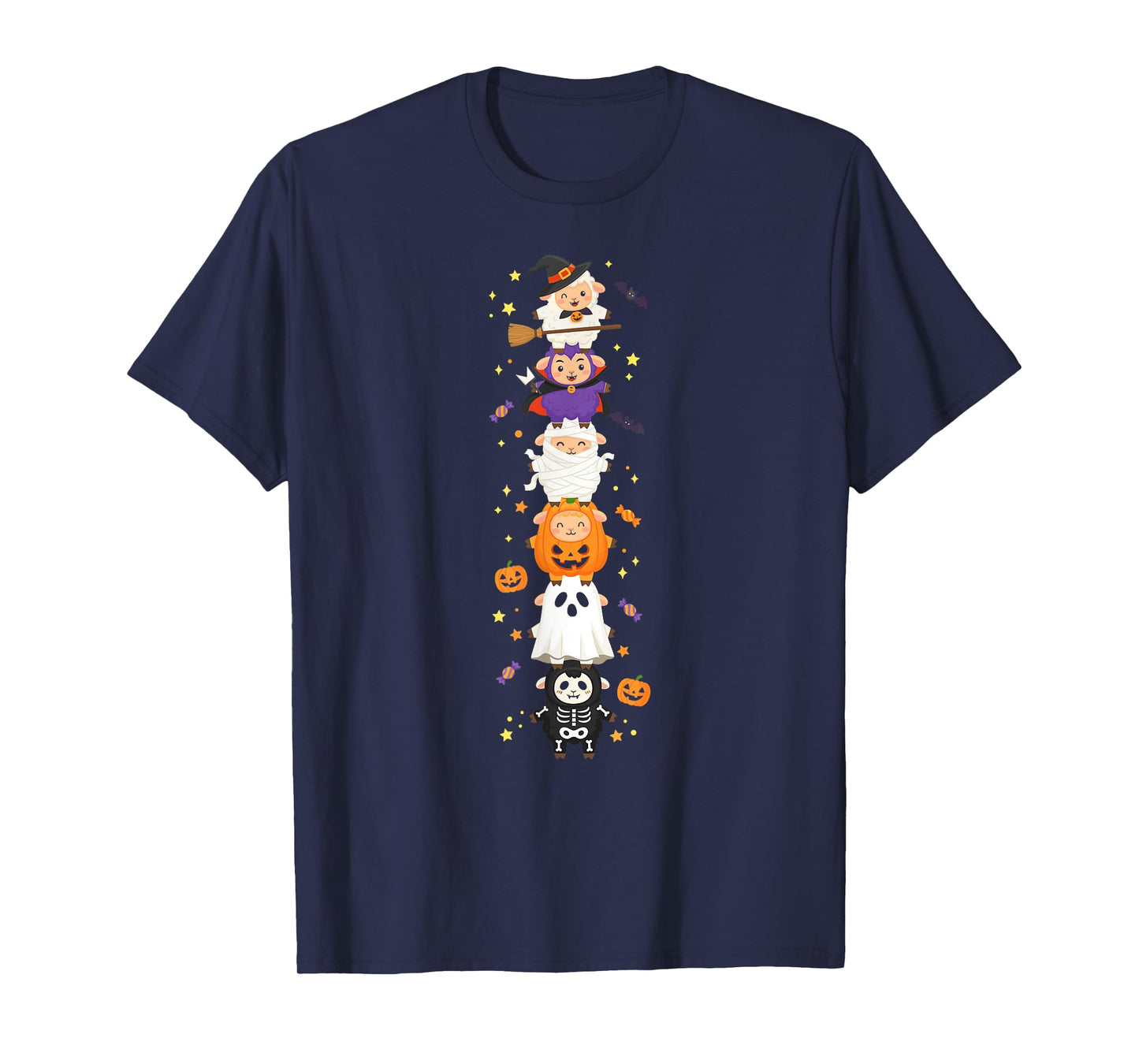 Funny Sheep Witch Vampire Ghost Halloween Kids Mens Womens T-Shirt