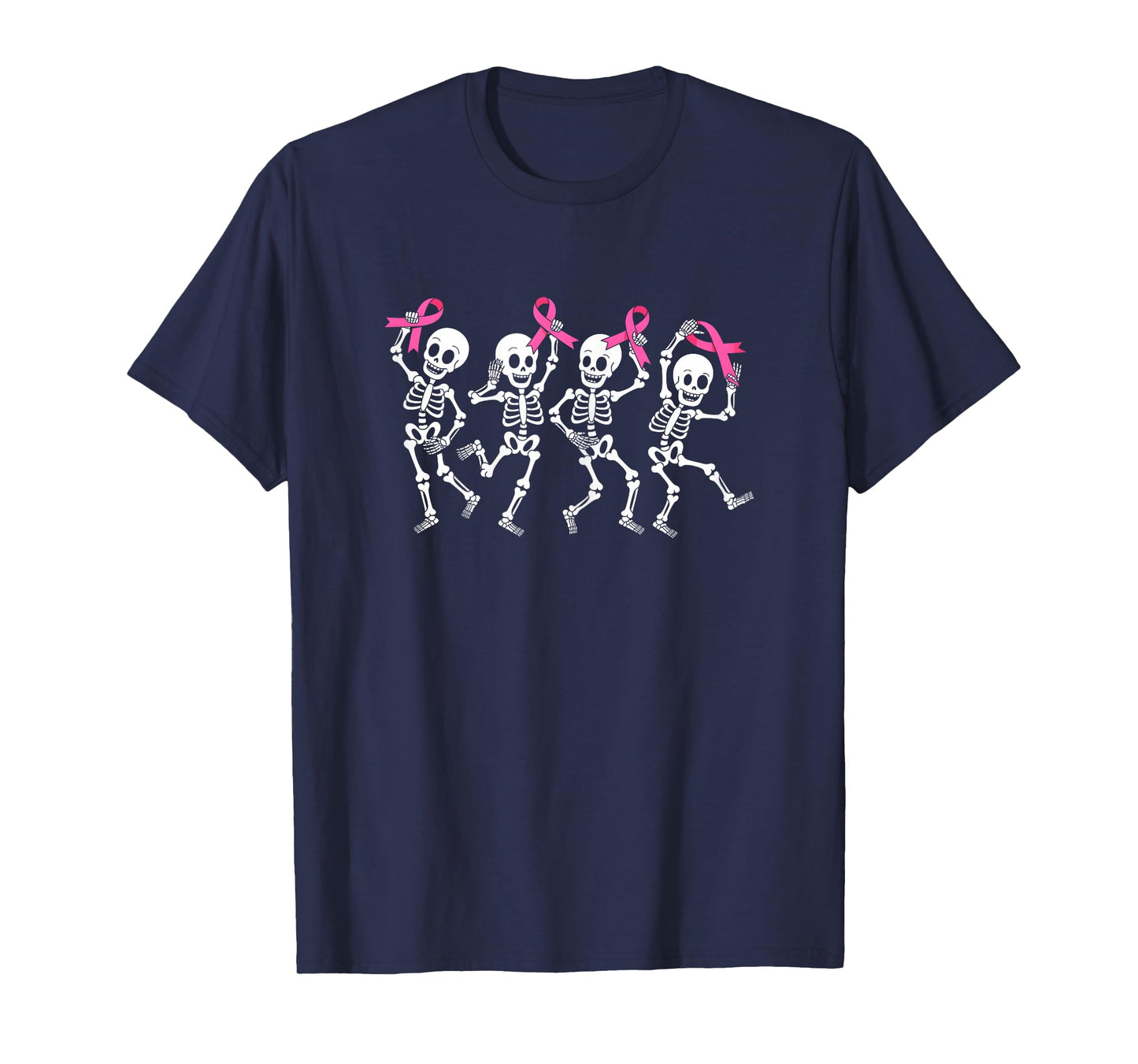 Pink Ribbon Breast Cancer Awareness Funny Skeleton Women T-Shirt