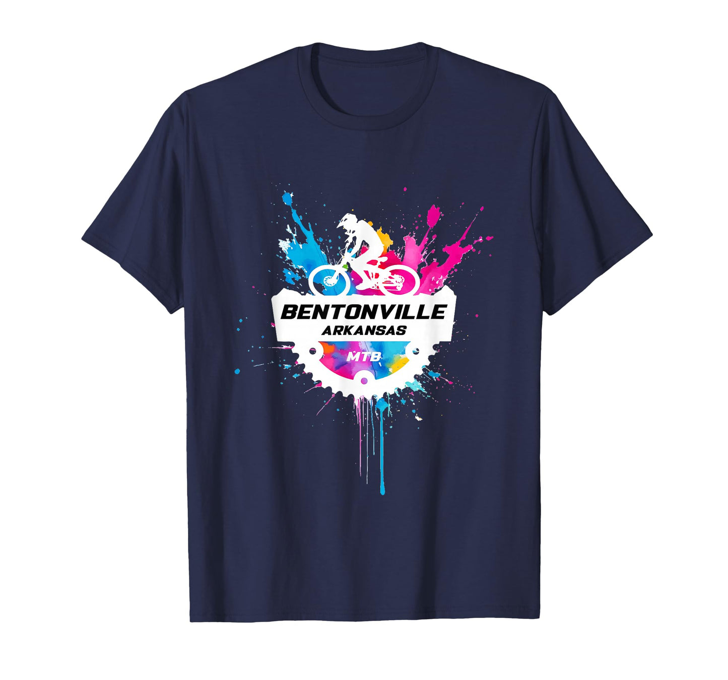 Bentonville Arkansas Mountain Biking Colorful Paint Splash T-Shirt